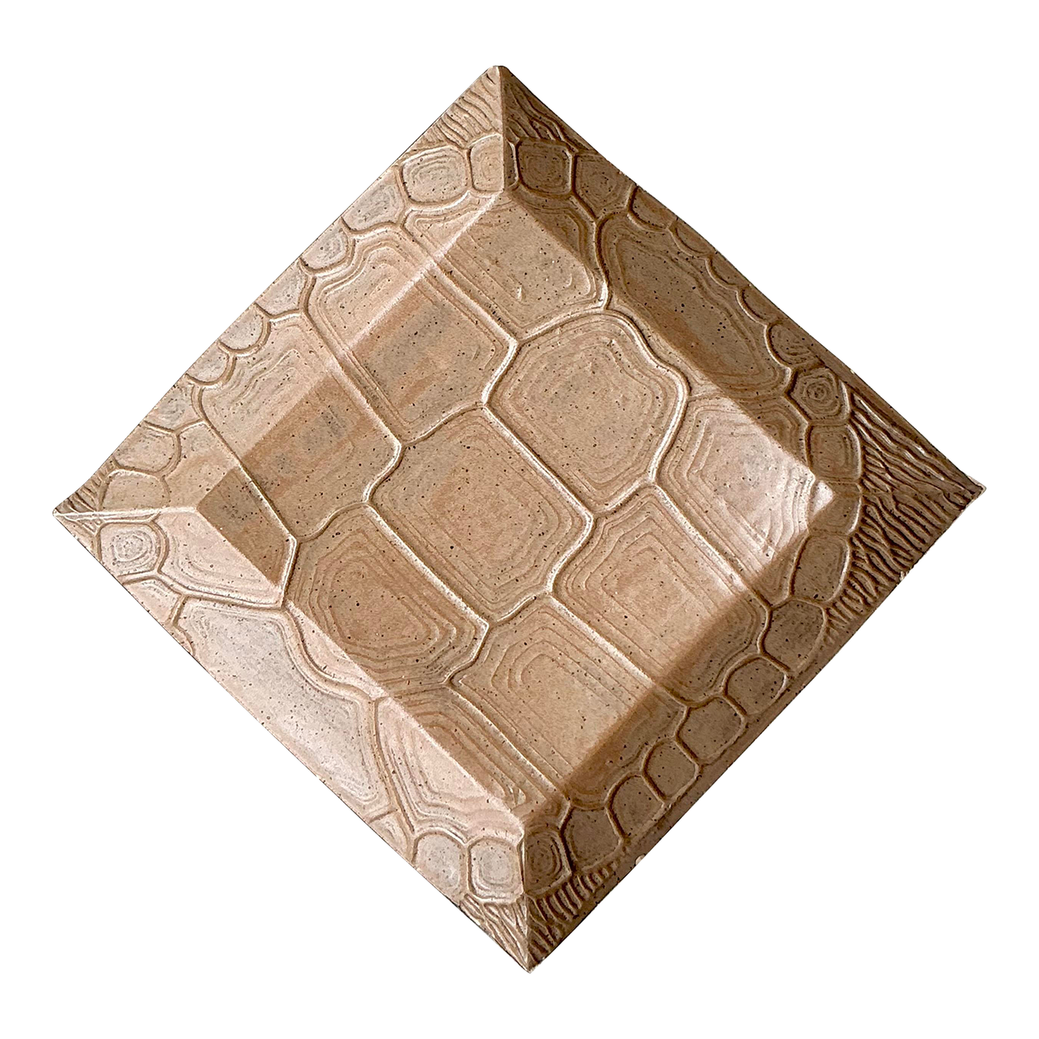 Vintage Boho Pressed Turtle Shell Pattern Ceramic Tray - Detail view