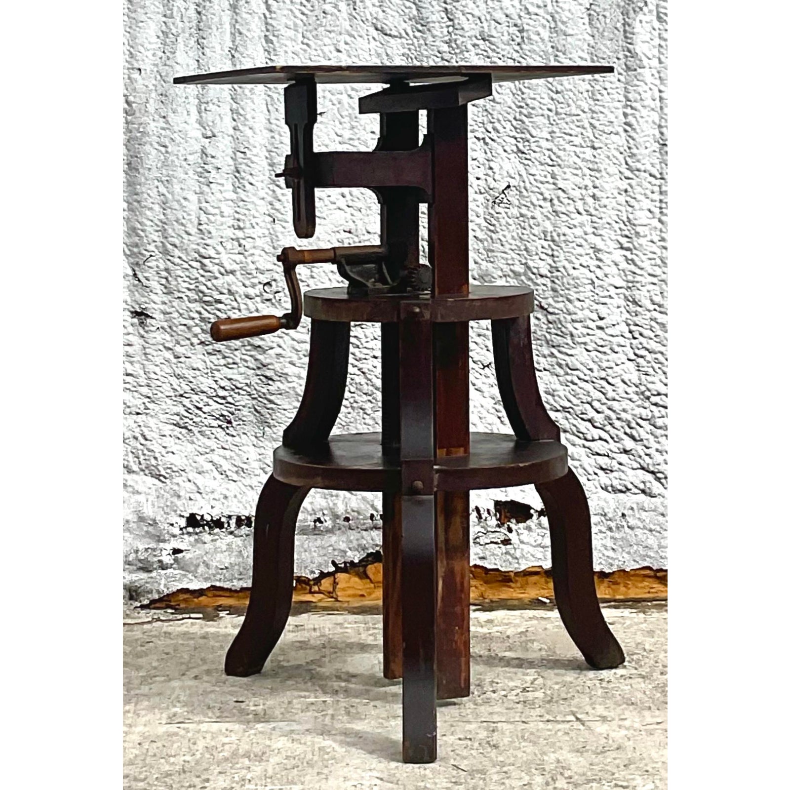 Vintage Boho Primitive Crank Pedestal - Detail view
