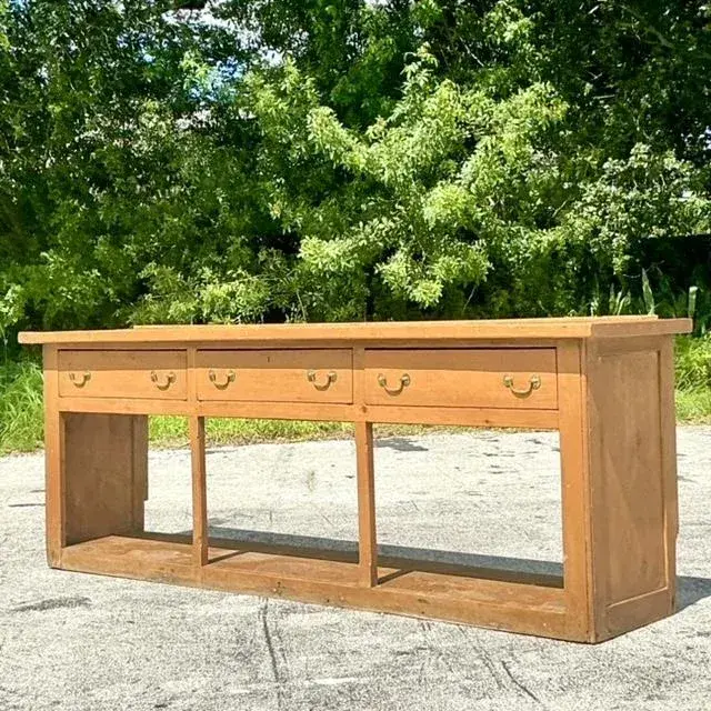 Vintage Boho Primitive Credenza - Side view