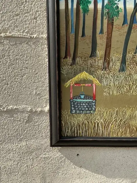 Vintage Boho Primitive Landscape Painting - Top view