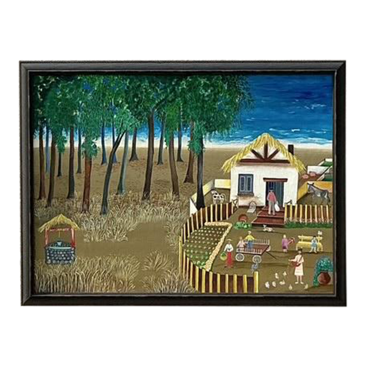 Vintage Boho Primitive Landscape Painting