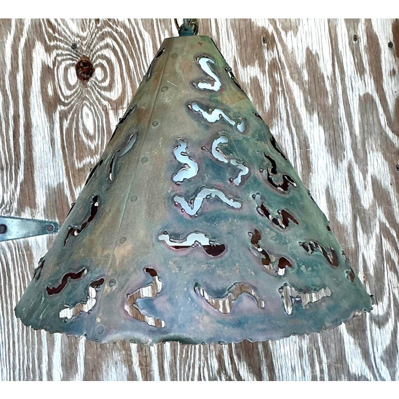 Vintage Boho Punch Cut Cone Pendant - Top view