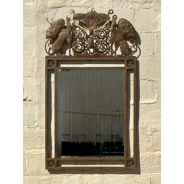 Vintage Boho Punch Cut Phoenix Mirror - Side view