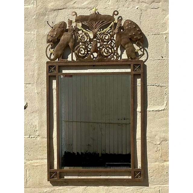 Vintage Boho Punch Cut Phoenix Mirror - Back view