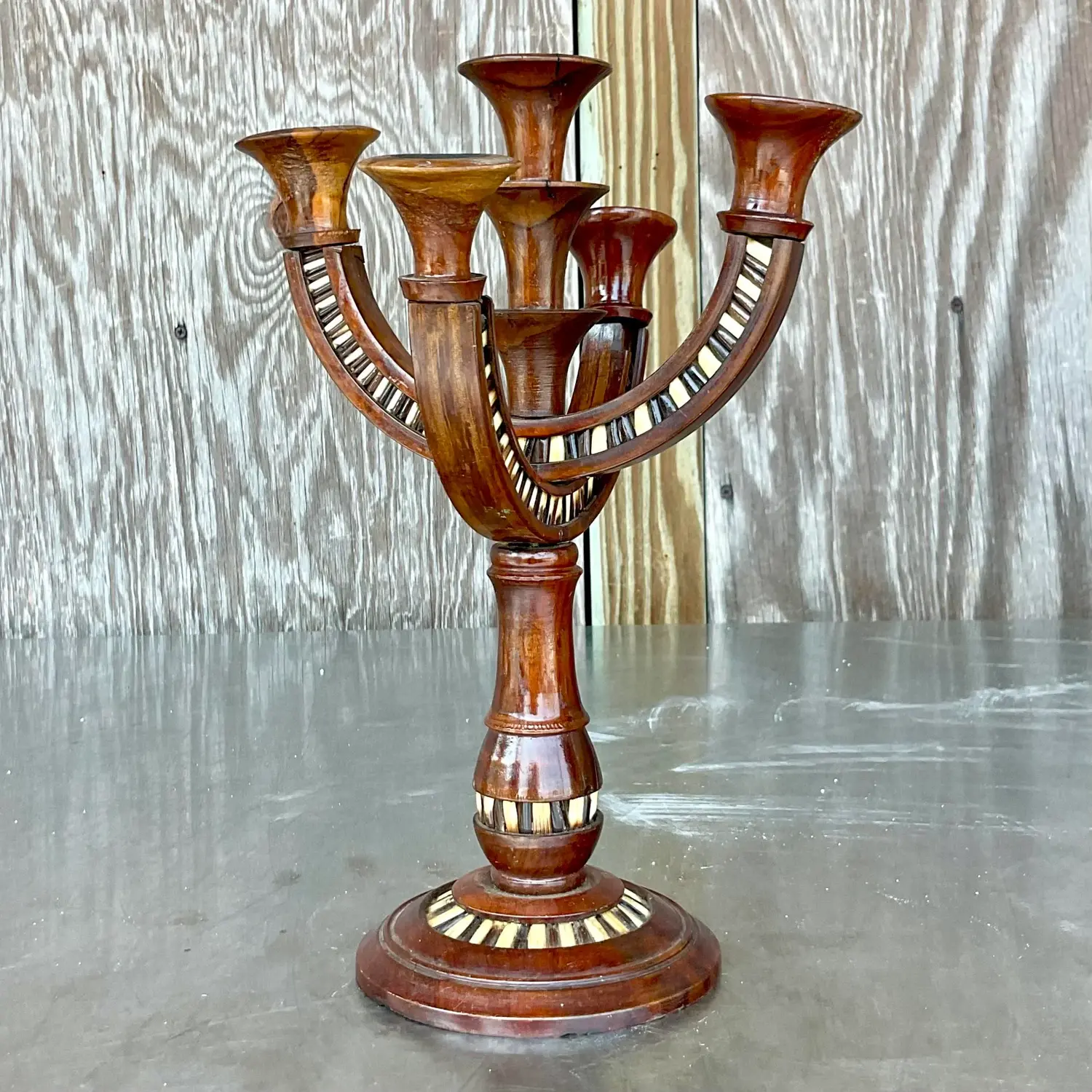 Vintage Boho Quill Candelabra - Side view
