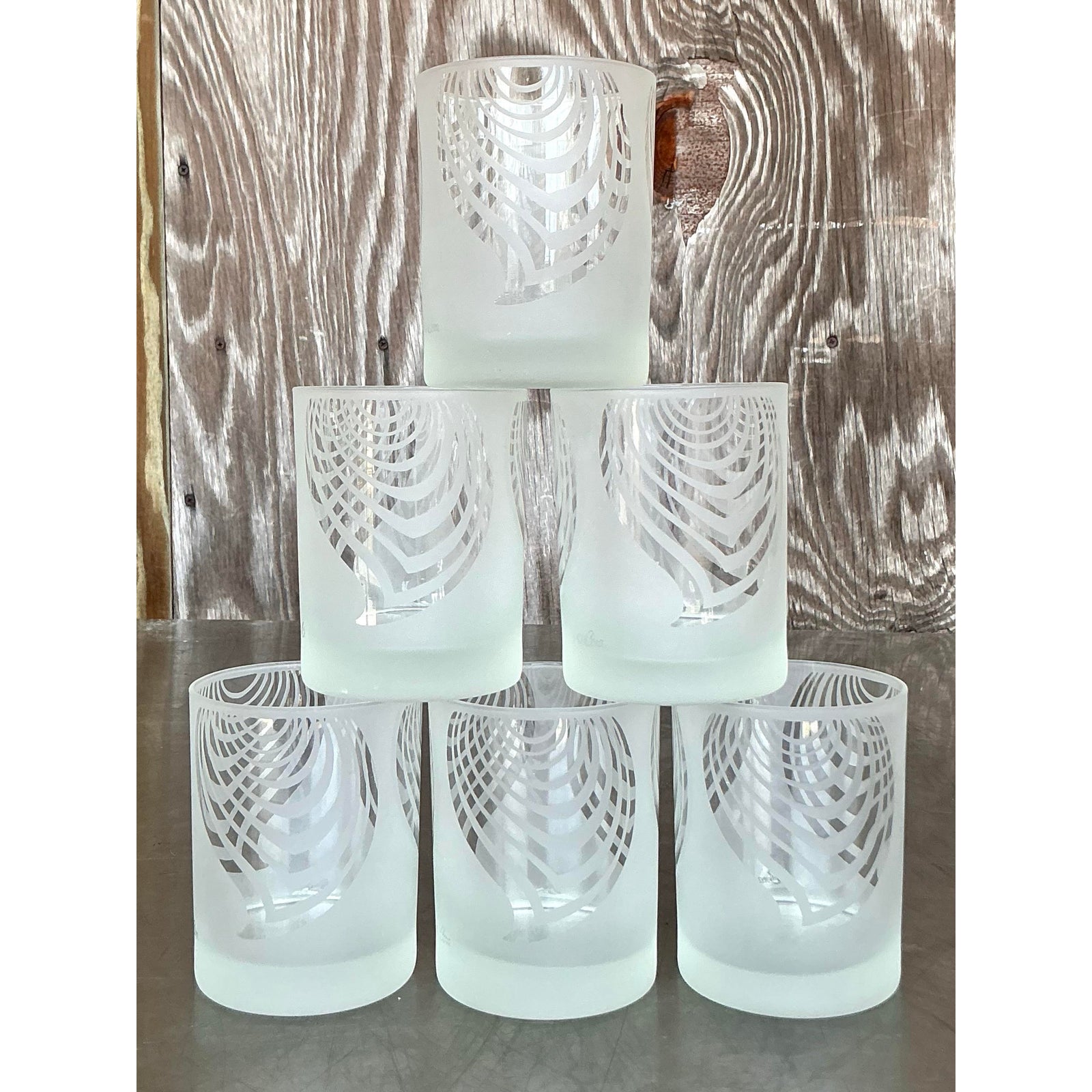 Vintage Boho “Radiant Geometric” Tumblers - Set of 6 - Side view