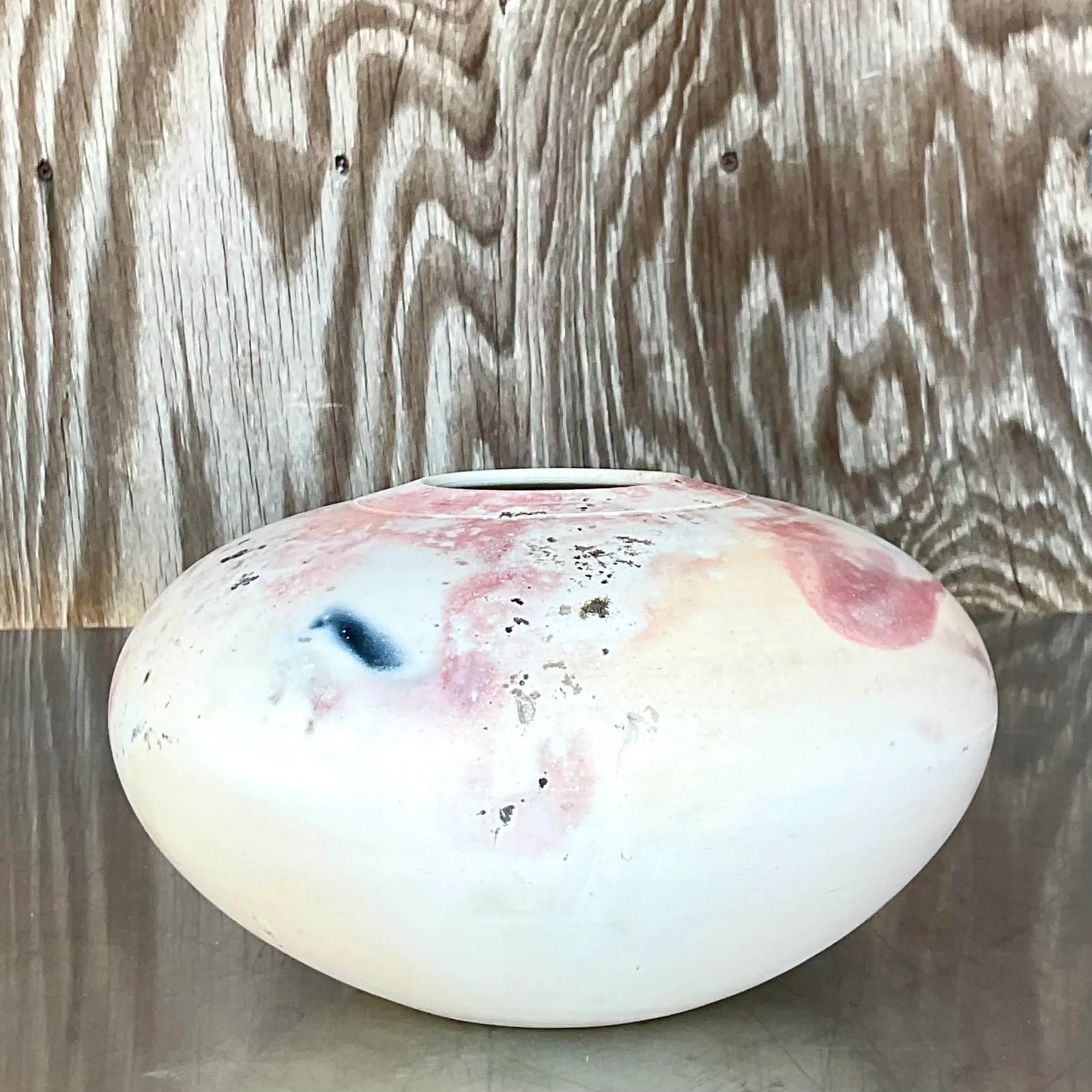Vintage Boho Raku Fired Studio Pottery Vase - Detail view