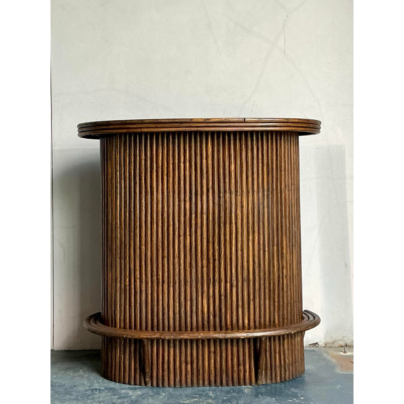 Vintage Boho Rattan Dry Bar - Side view