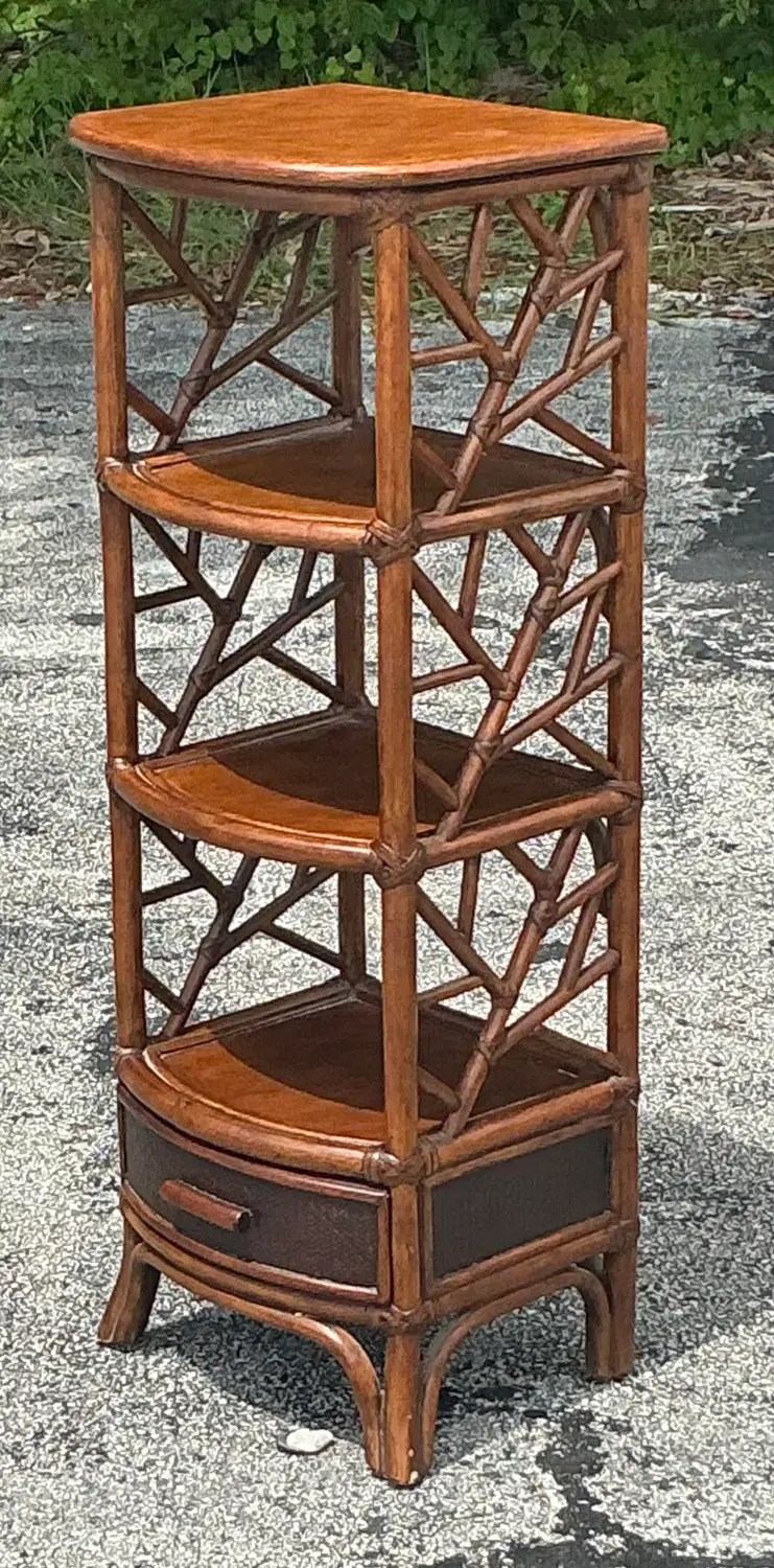 Vintage Boho Rattan Etagere - Top view