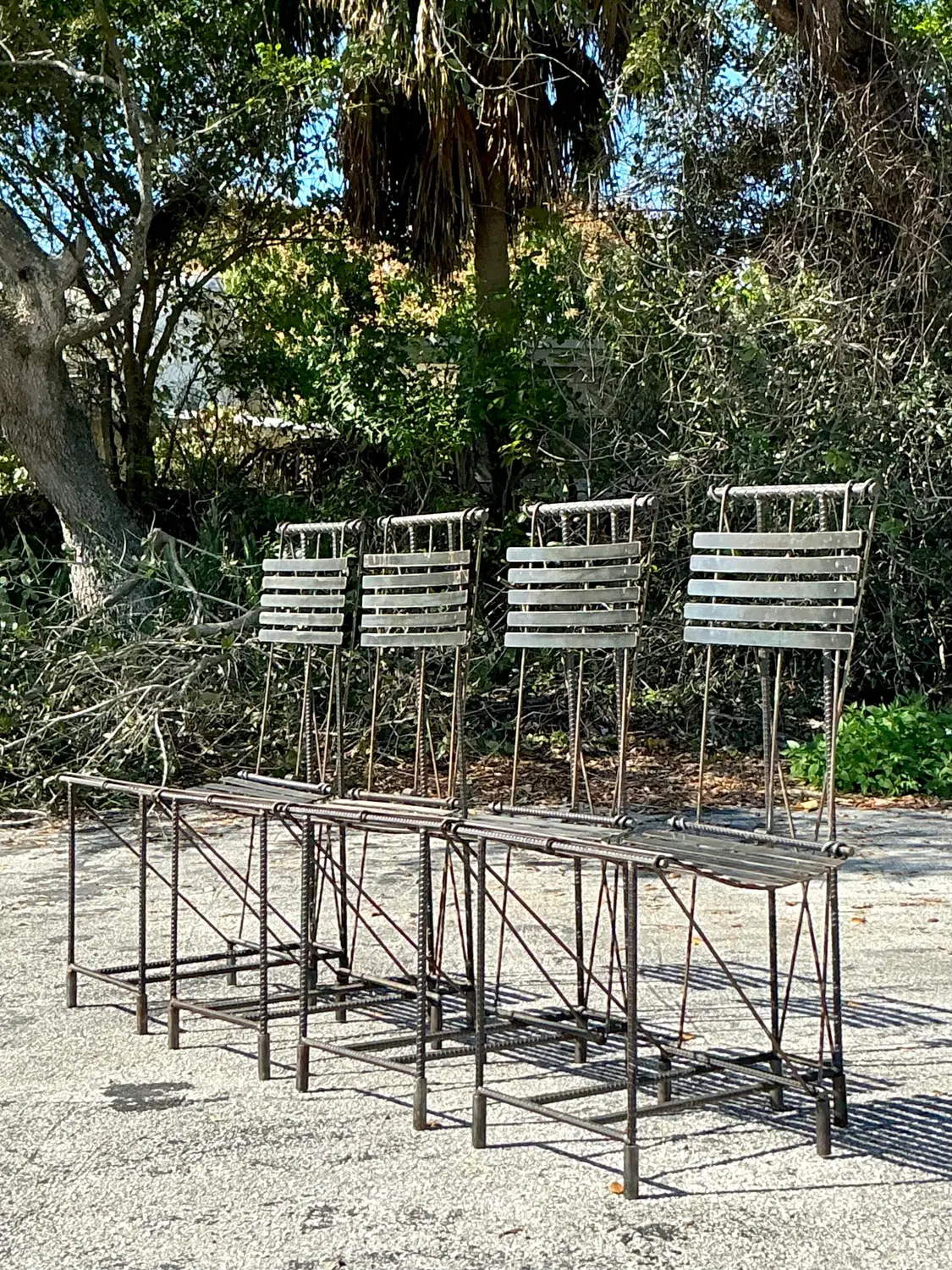 Vintage Boho Rebar Dining Chairs After Ilana Goor- Set of 4 - Detail view