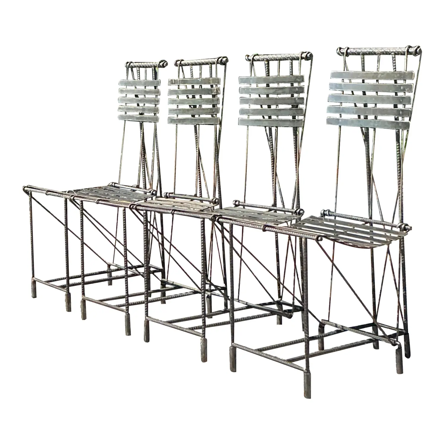 Vintage Boho Rebar Dining Chairs After Ilana Goor- Set of 4
