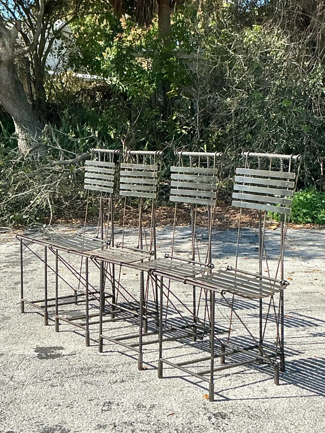 Vintage Boho Rebar Dining Chairs After Ilana Goor- Set of 4 - Top view