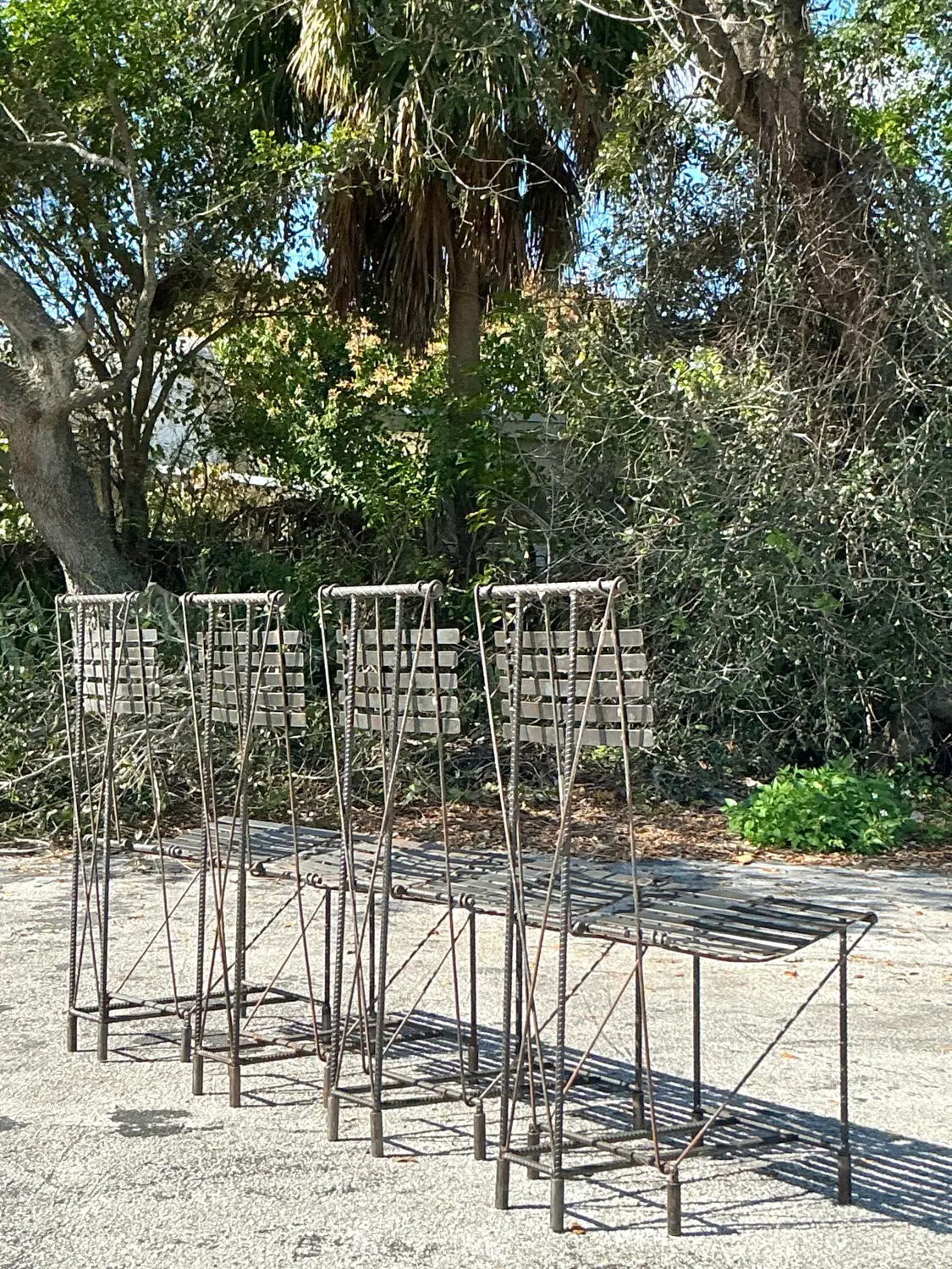 Vintage Boho Rebar Dining Chairs After Ilana Goor- Set of 4 - Back view