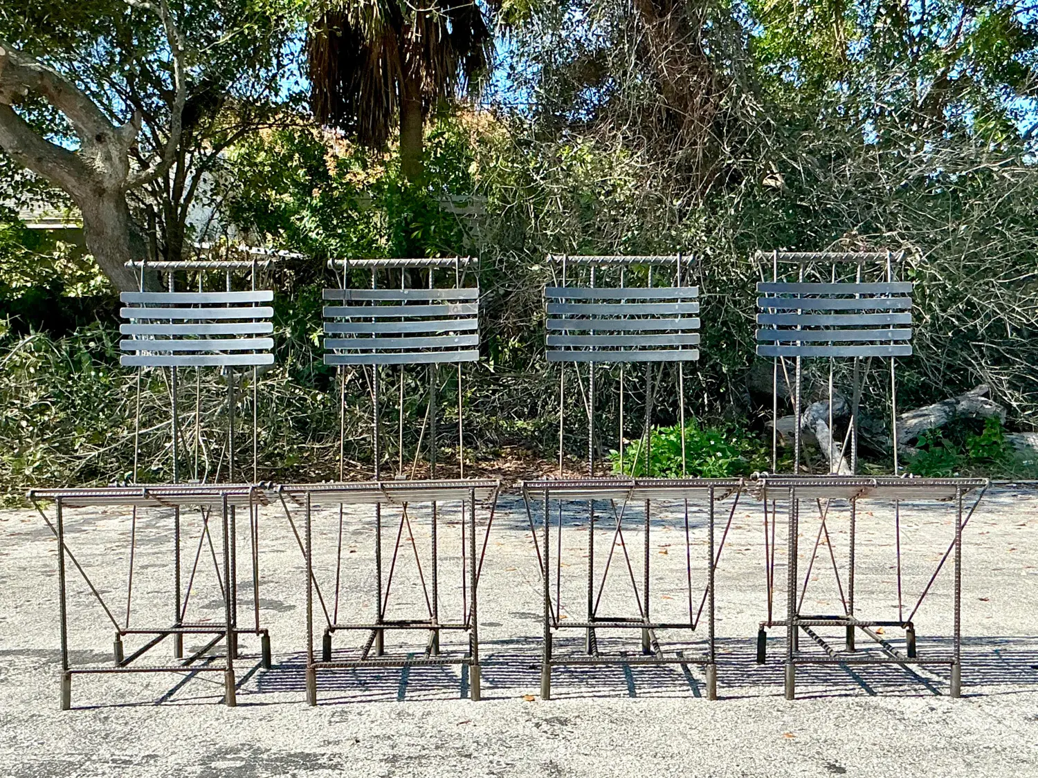 Vintage Boho Rebar Dining Chairs After Ilana Goor- Set of 4 - Side view
