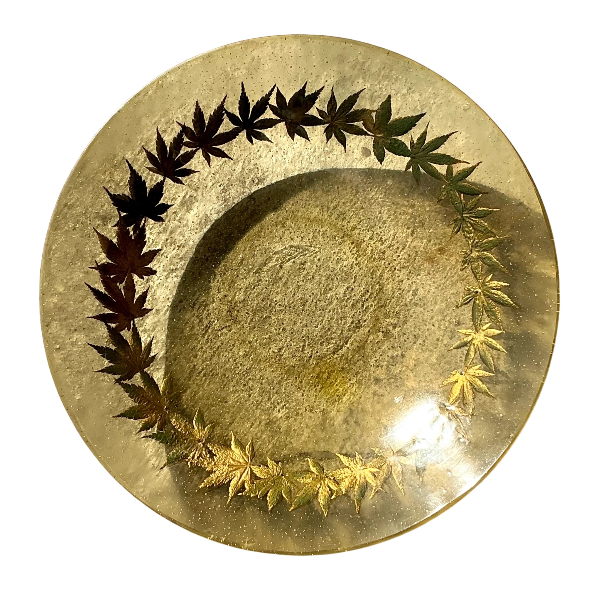 Vintage Boho Resin Centerpiece Bowl With Leaf Motif - Detail view