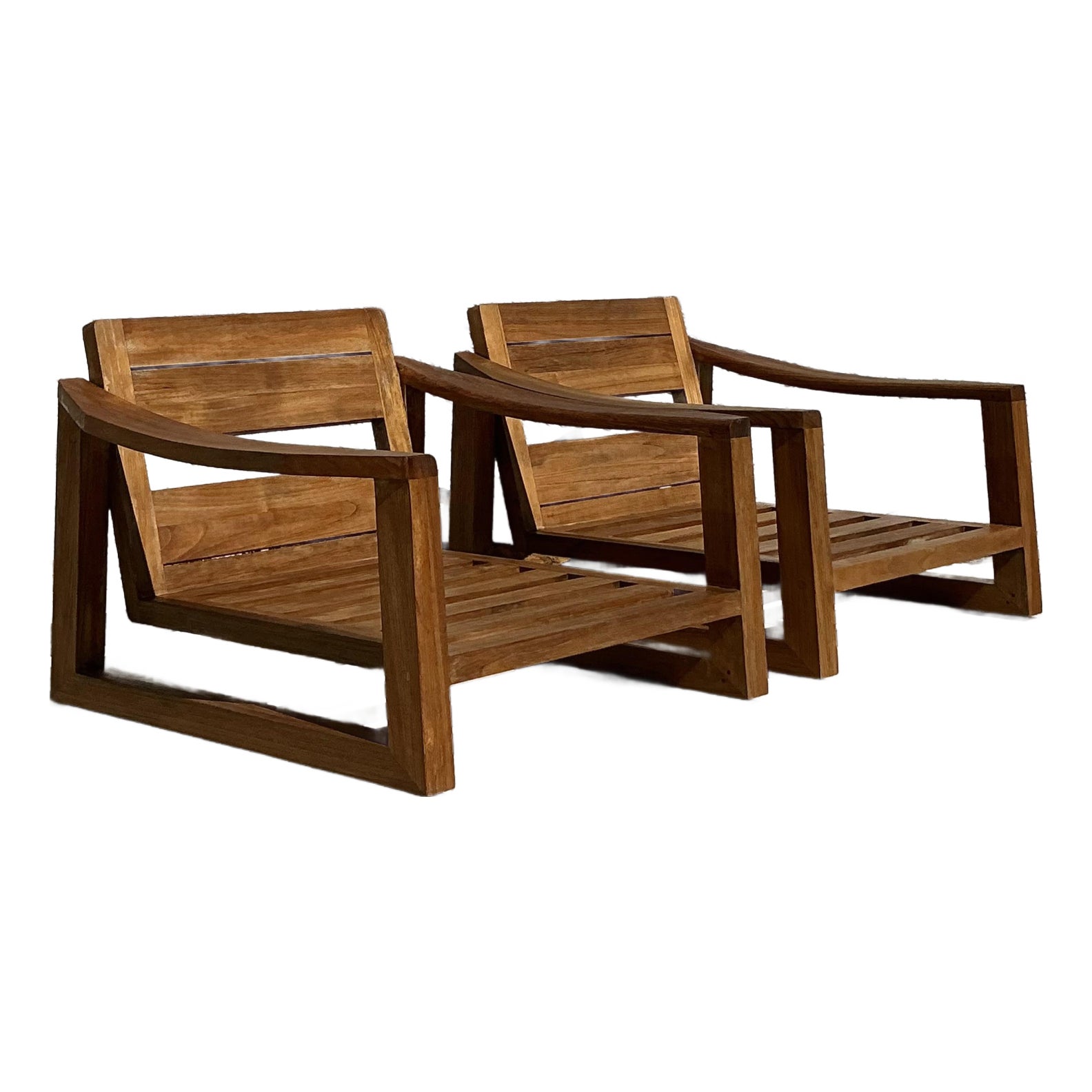 Vintage Boho Restoration Hardware Teak Lounge Chairs - A Pair - Detail view