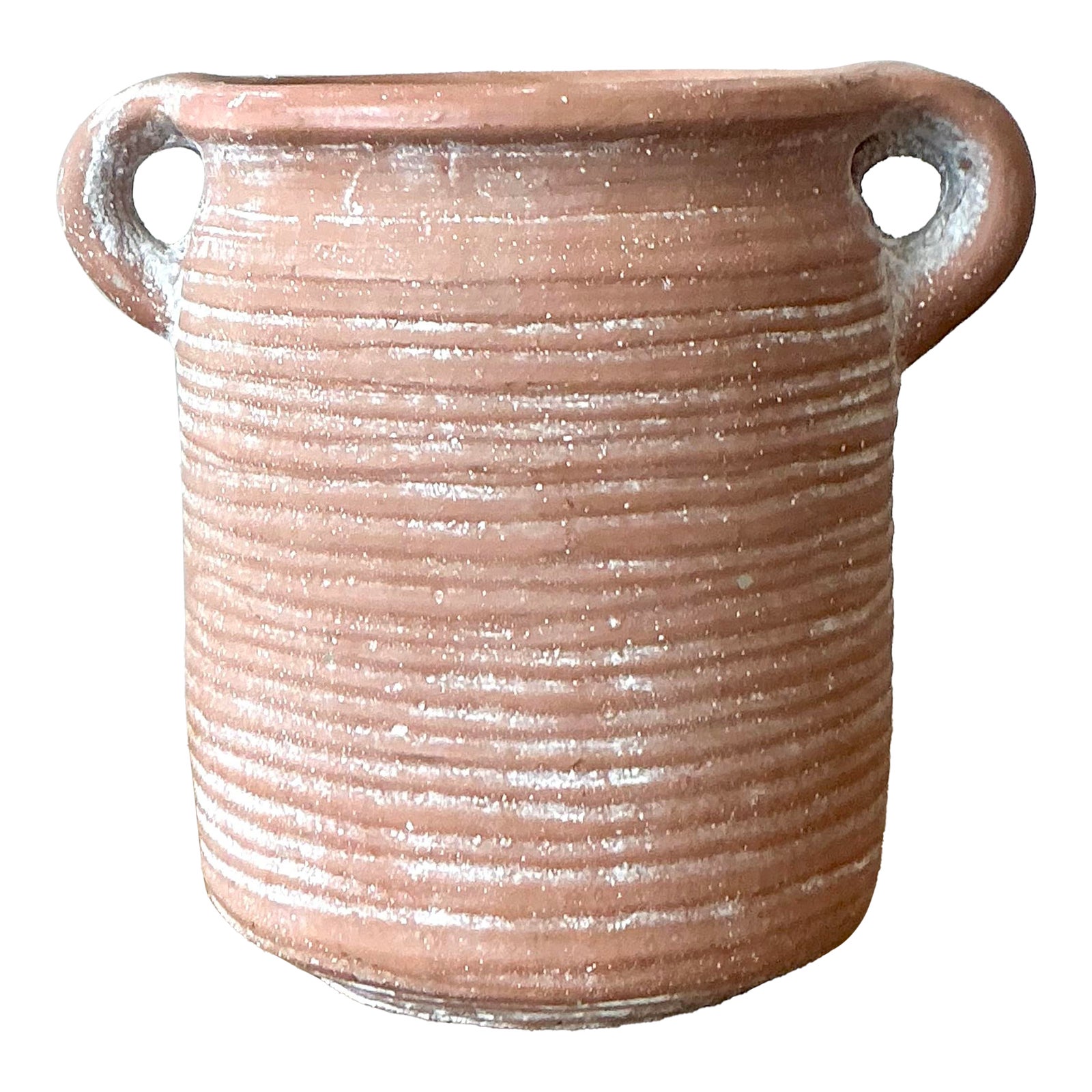Vintage Boho Ribbed Studio Pottery Vase