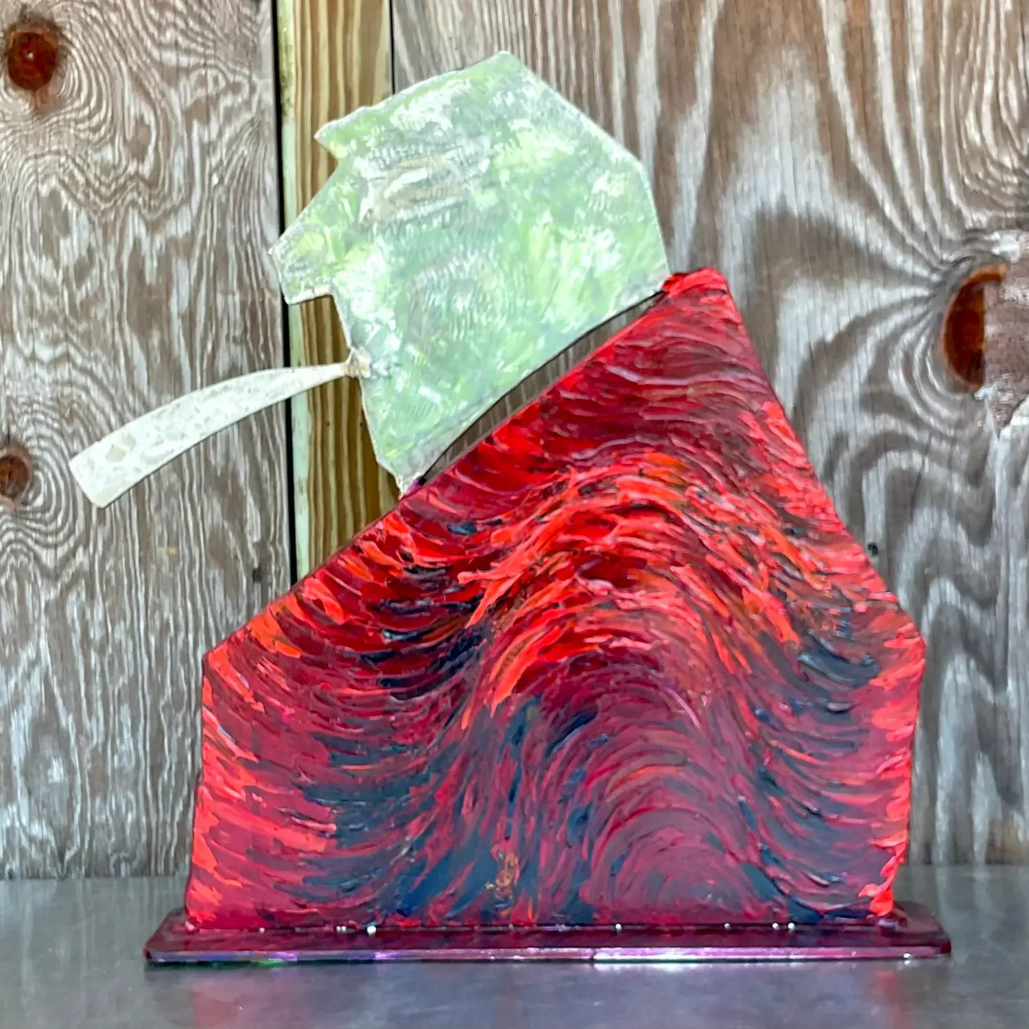 Vintage Boho Robert Bery Steel Sculpture - Top view