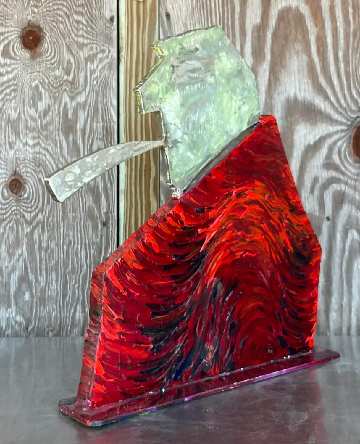 Vintage Boho Robert Bery Steel Sculpture - Back view