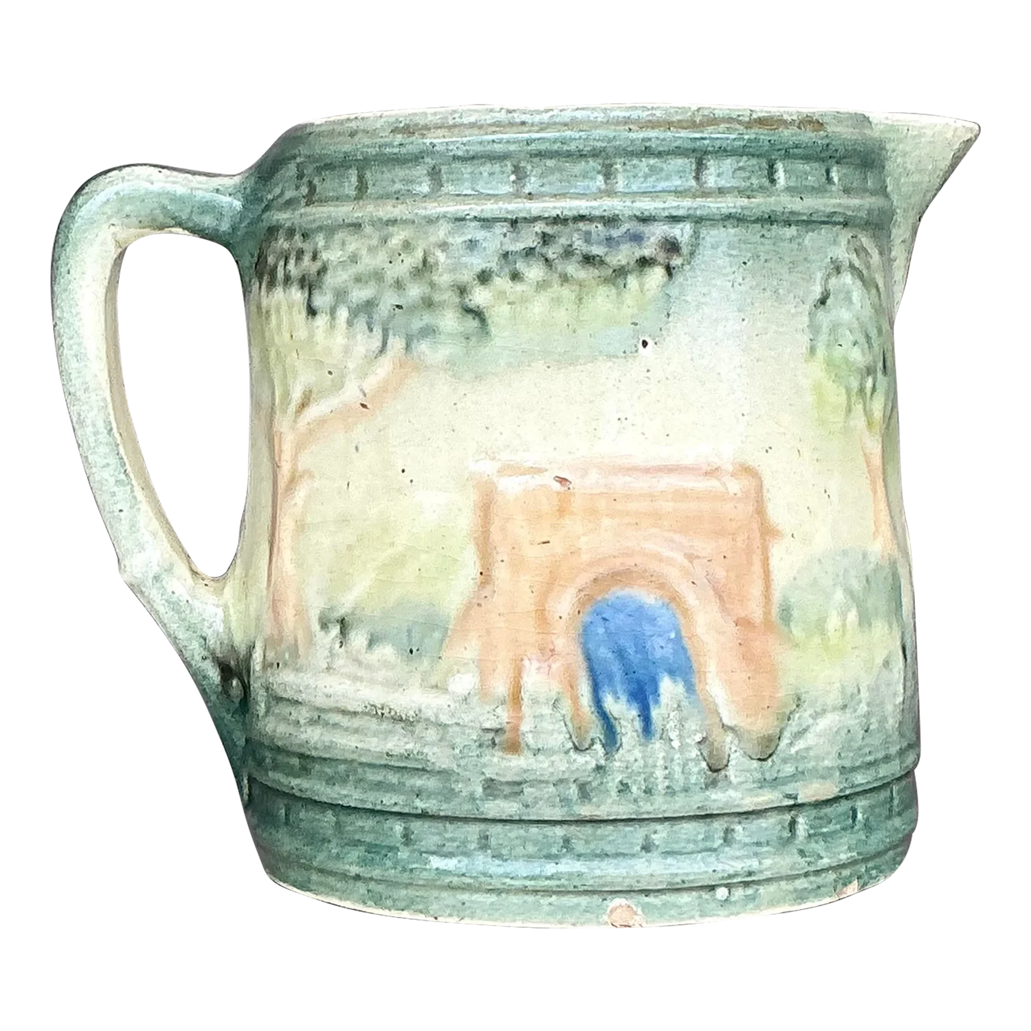 Vintage Boho Roseville Ceramic Milk Pitcher - Detail view