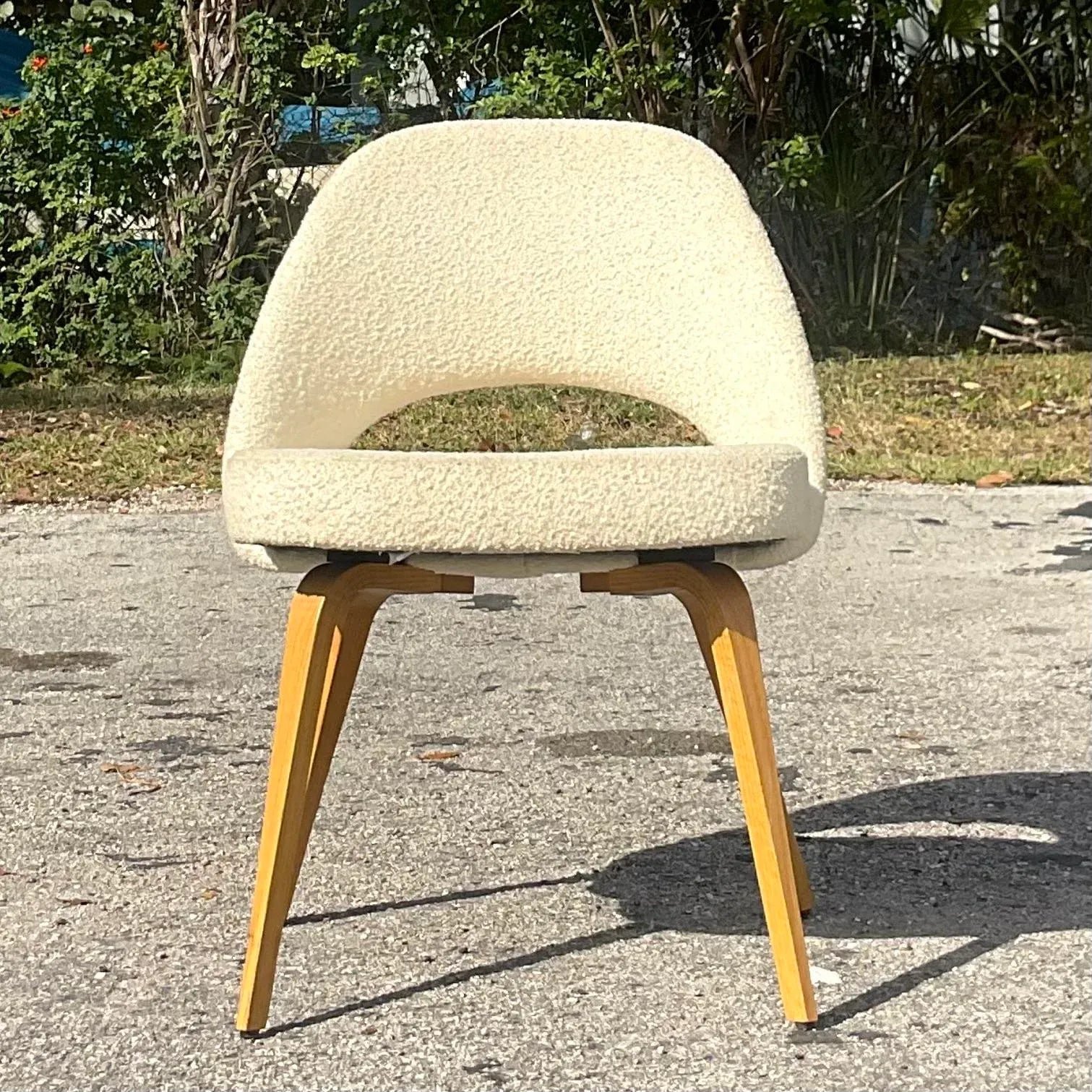 Vintage Boho Saarinen for Knoll Executive Armless Boucle Chair - Top view