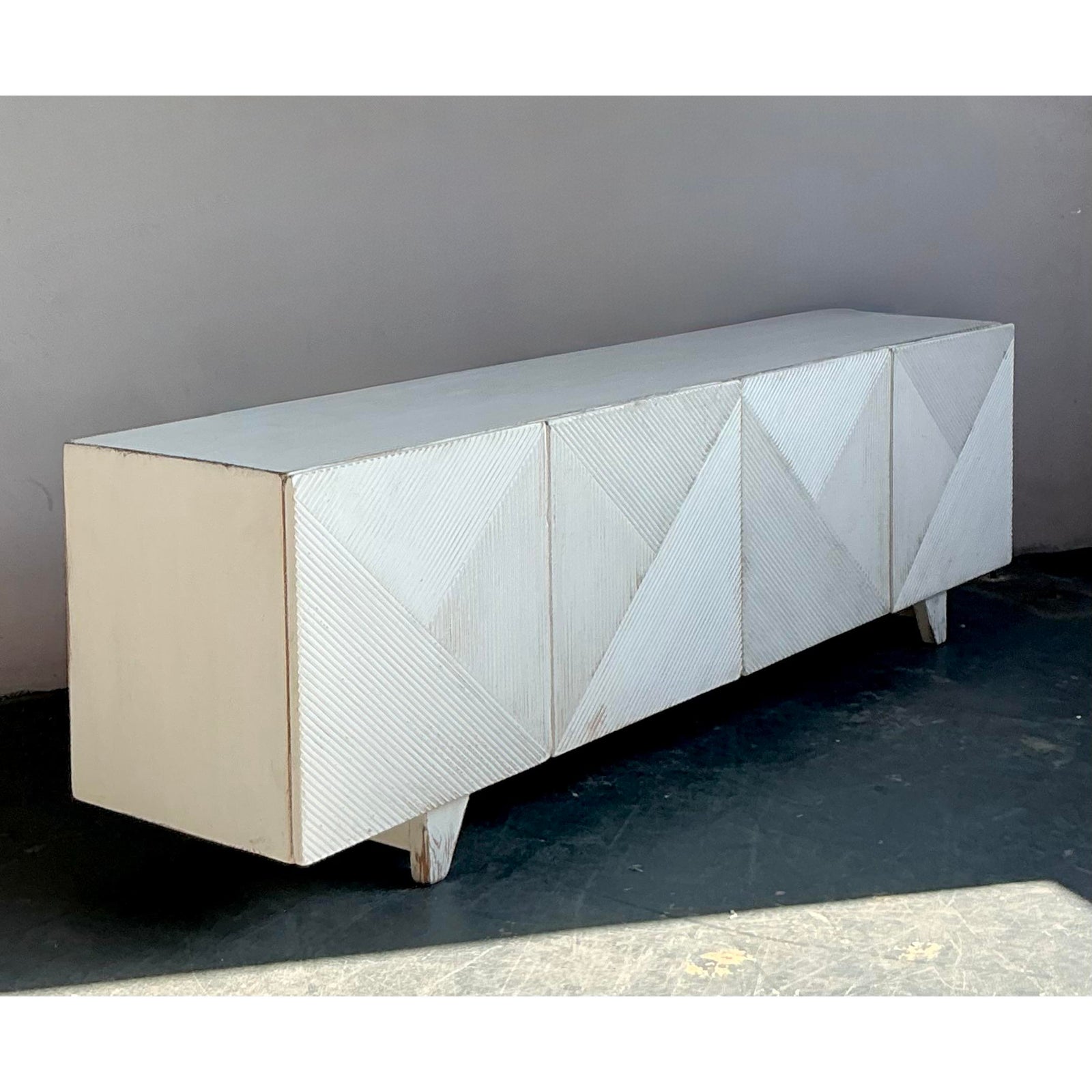 Vintage Boho Sarreid Chevron Credenza - Back view