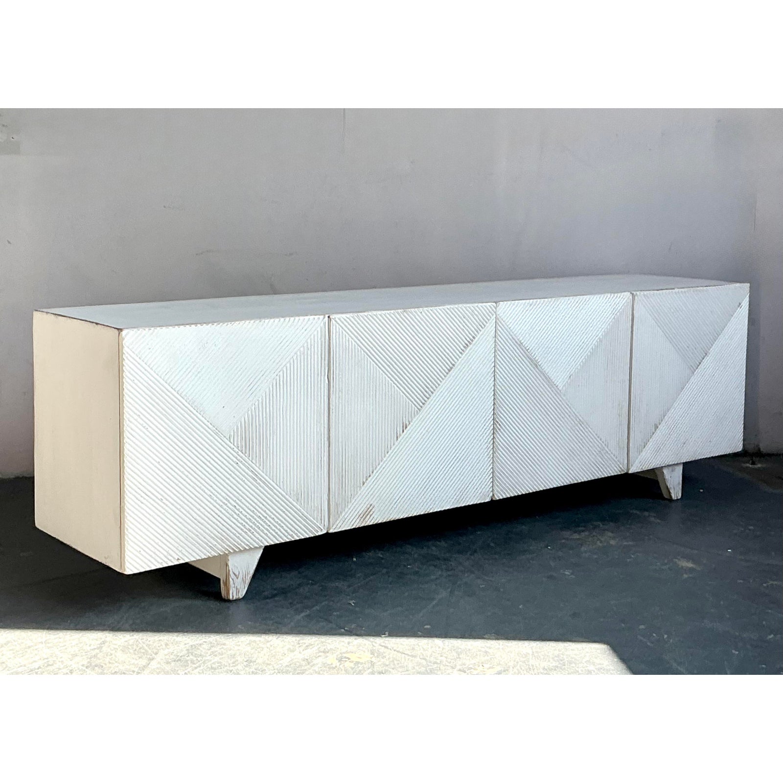 Vintage Boho Sarreid Chevron Credenza - Top view