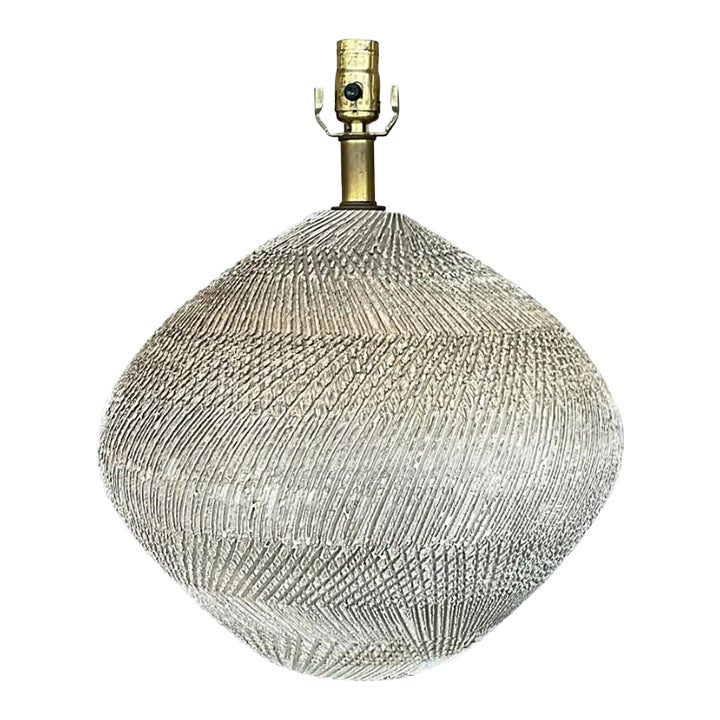 Vintage Boho Scored Ceramic Lamp
