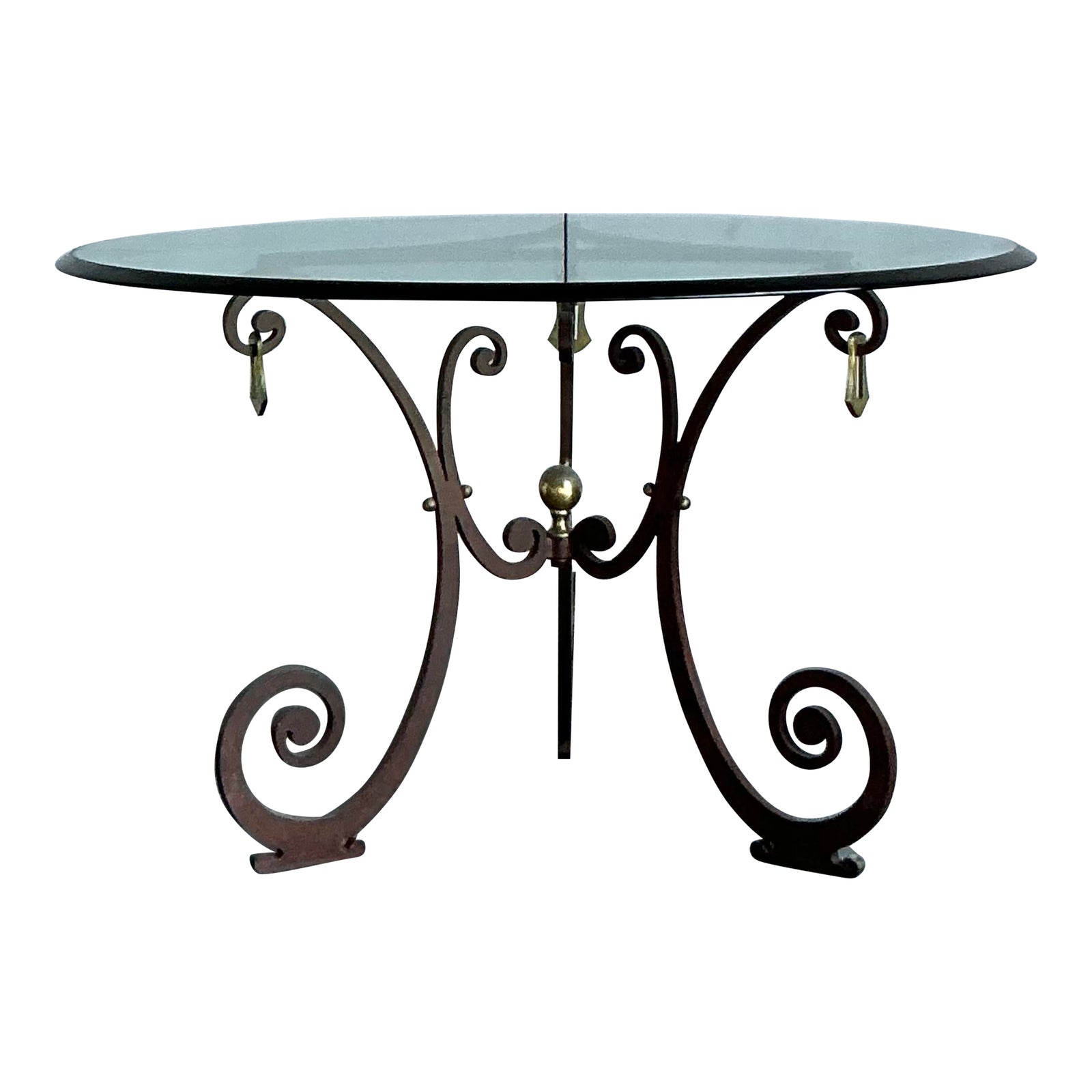 Vintage Boho Scroll Center Hall Table - Detail view