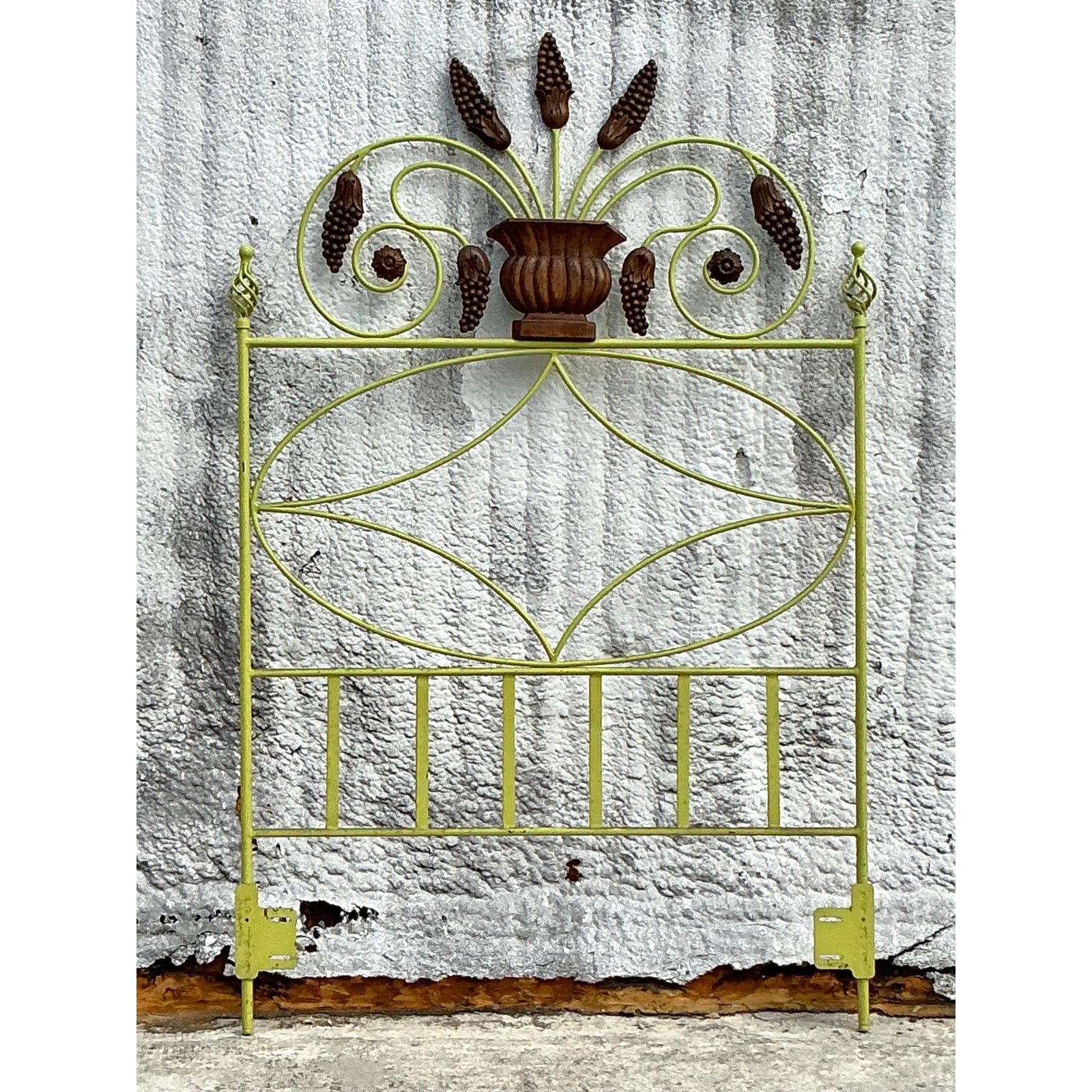 Vintage Boho Scroll Twin Headboard - Back view