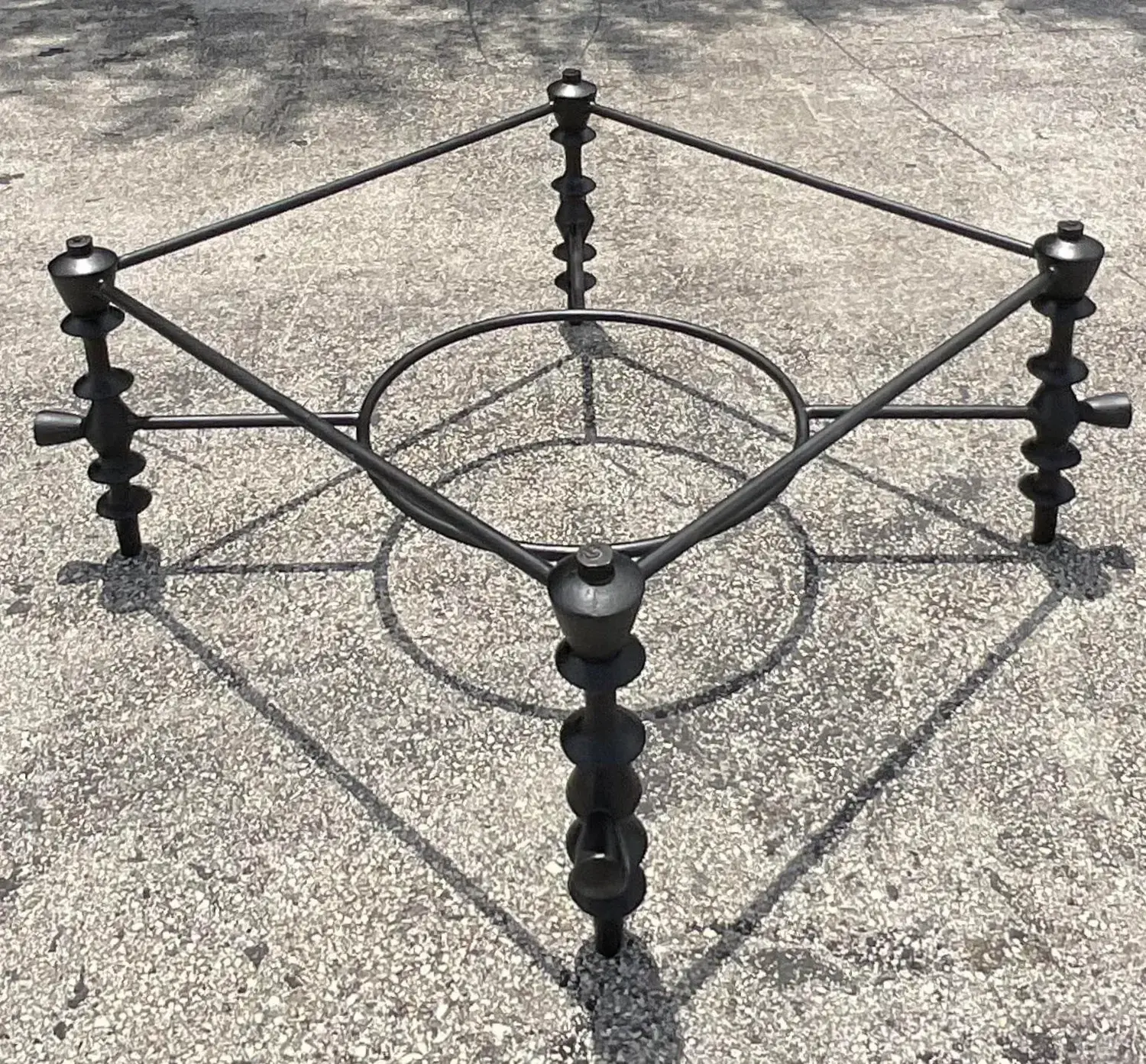 Vintage Boho Sculpted Leg Wrought Iron Coffee Table After Giacometti - Top view