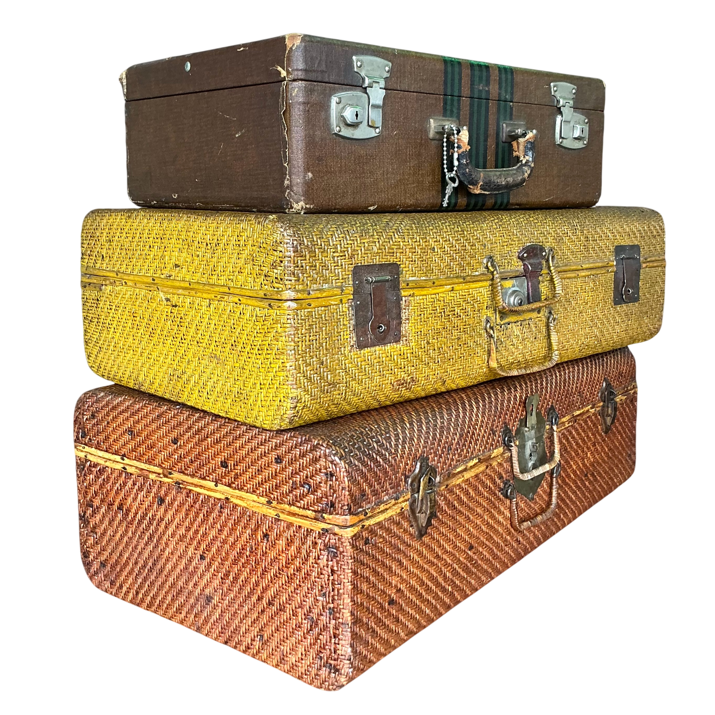 Vintage Boho Set Of Three Vintage Suitcases - Detail view