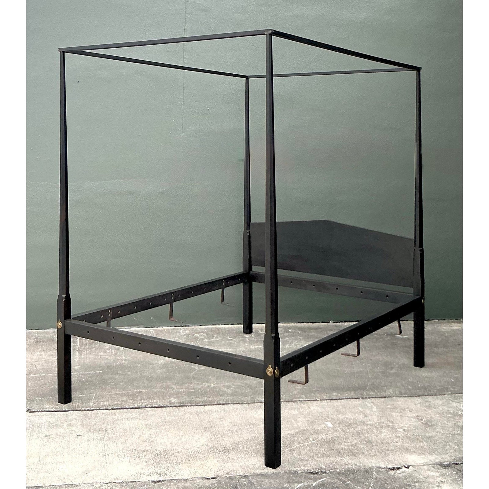 Vintage Boho Shaker Style Queen Canopy Bed - Detail view