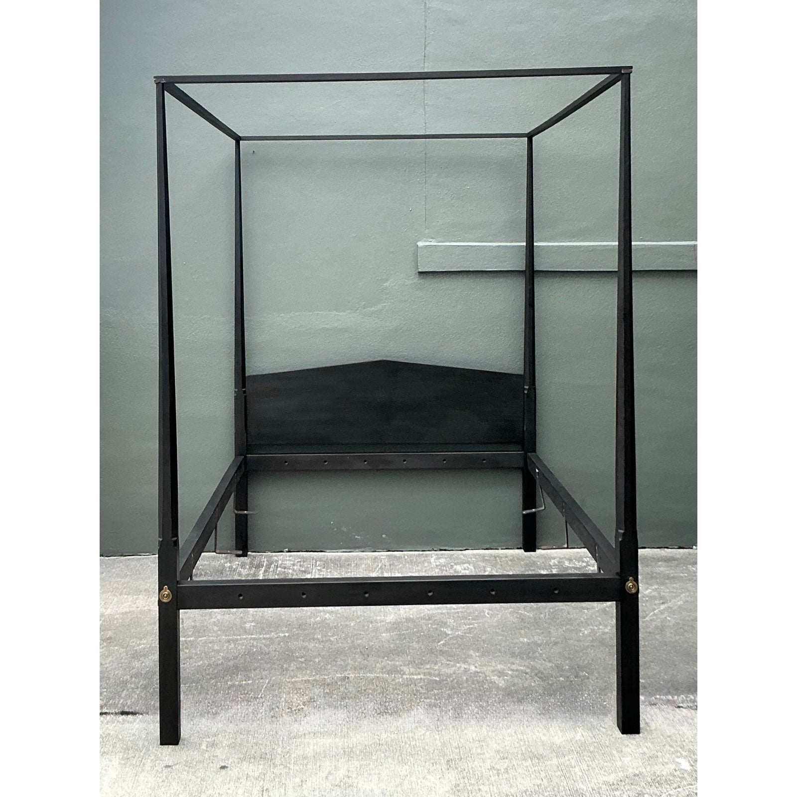 Vintage Boho Shaker Style Queen Canopy Bed - Top view