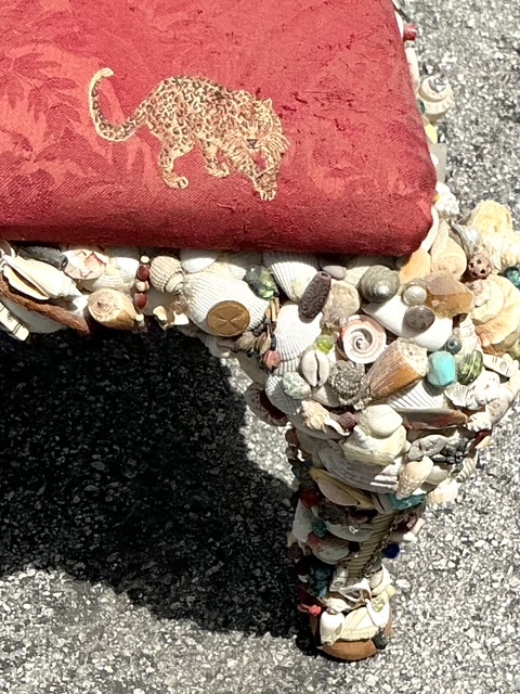 Vintage Boho Shell Encrusted Artisan Chairs - A Pair - Top view