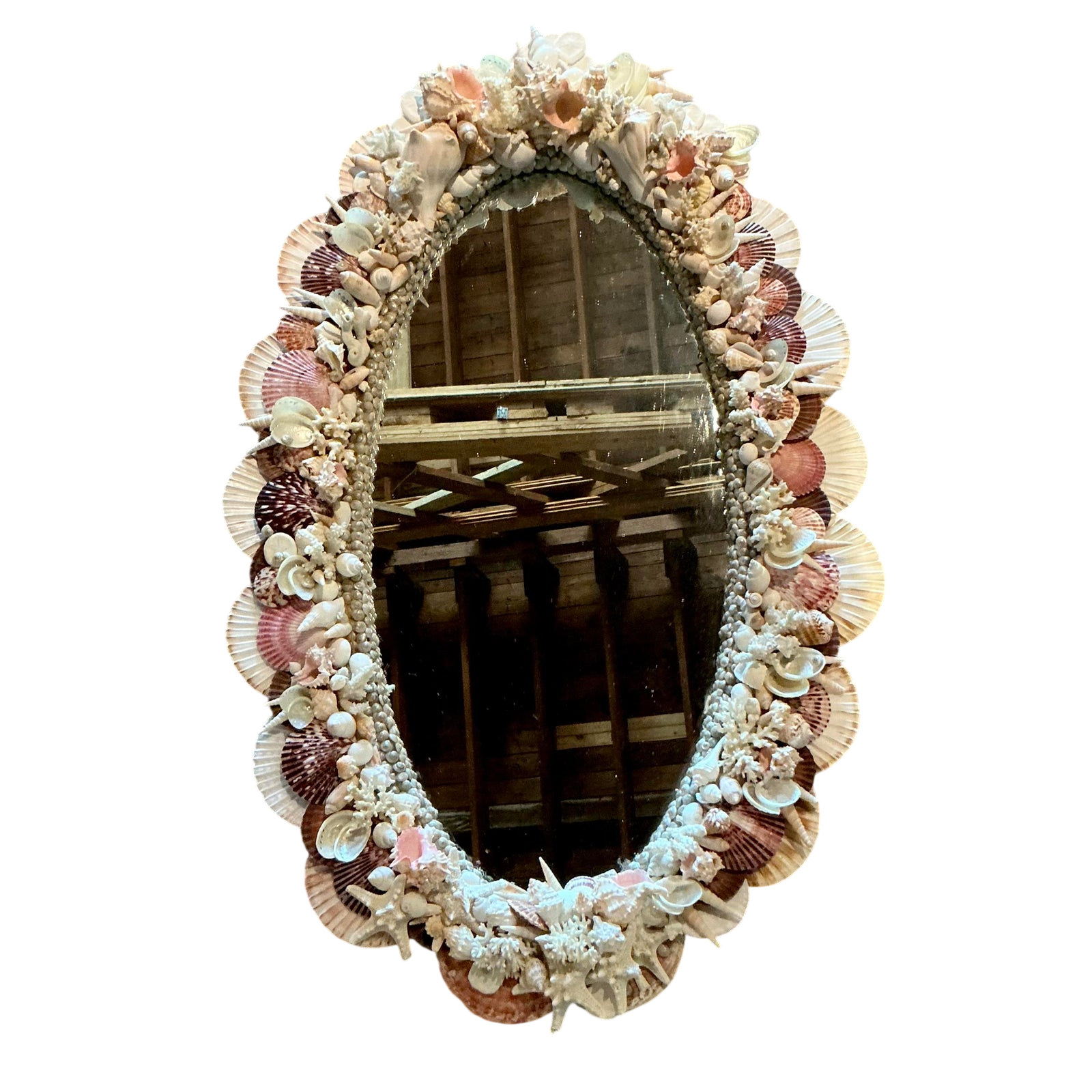 Vintage Boho Shell Encrusted Mirror