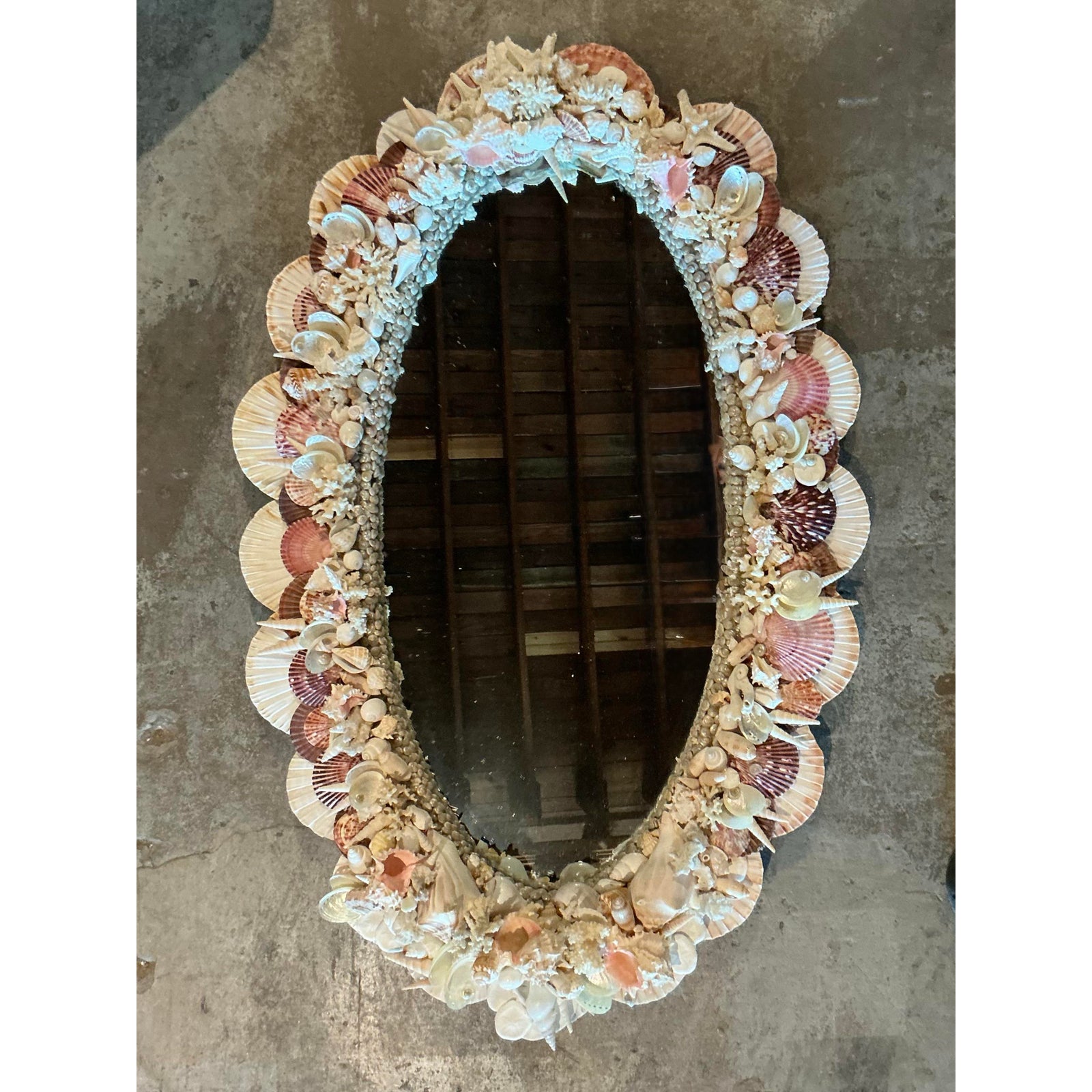 Vintage Boho Shell Encrusted Mirror - Back view