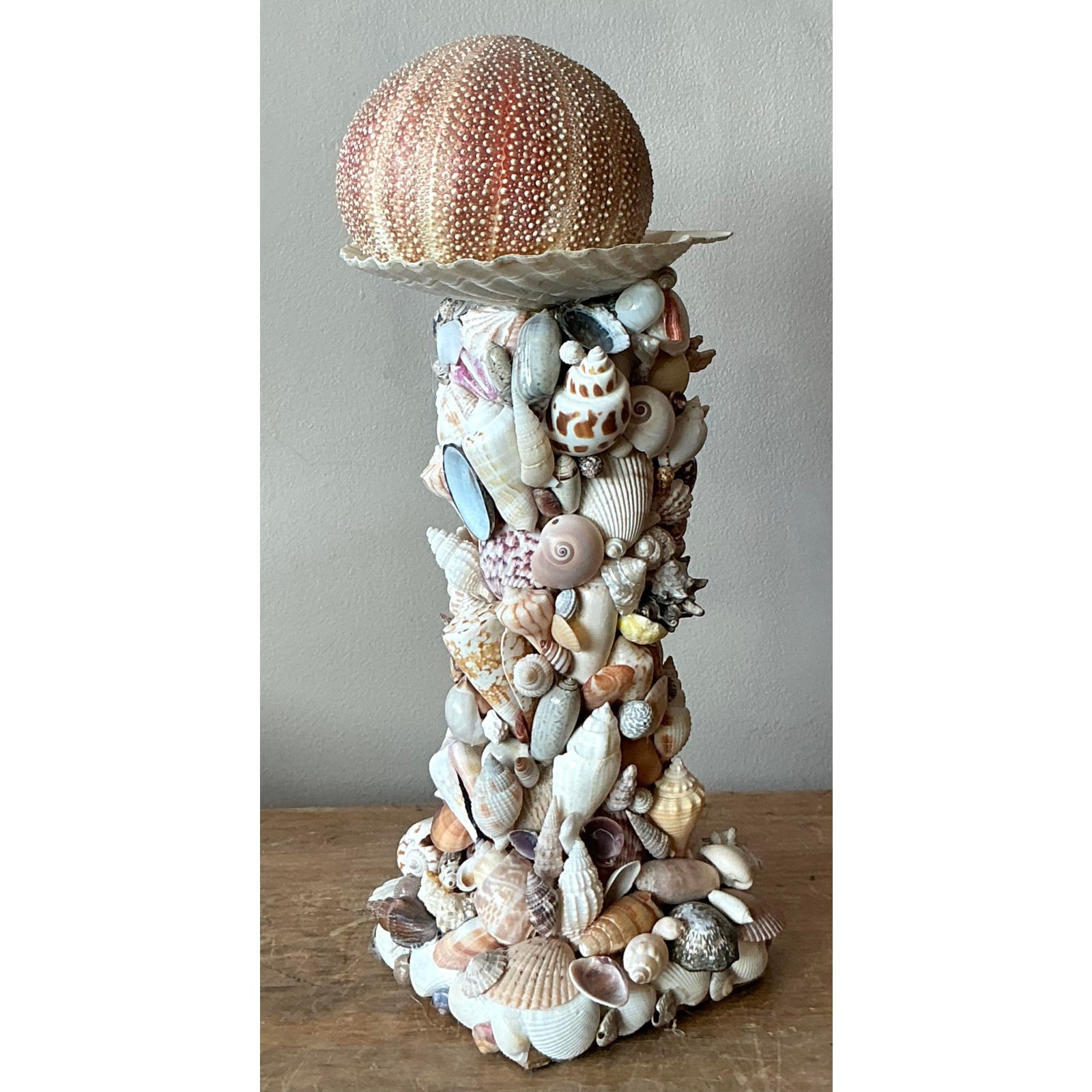 Vintage Boho Shell Encrusted Totem - Top view
