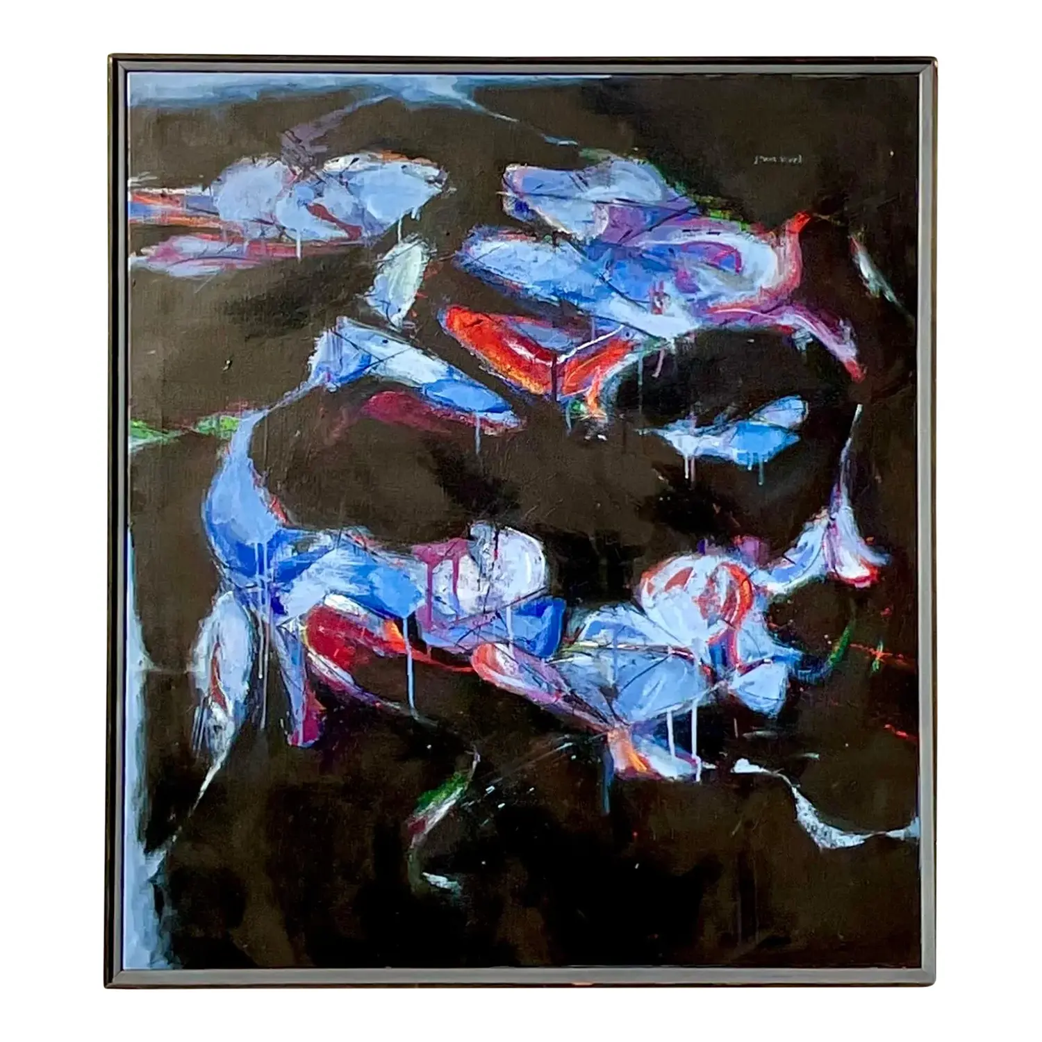 Vintage Boho Signed Abstract Original Oil Painting on Board