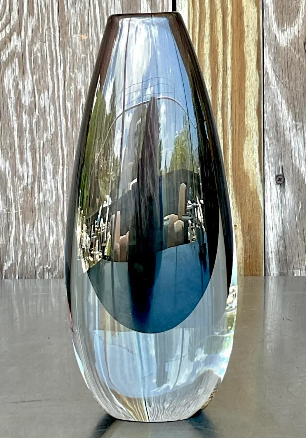 Vintage Boho Signed Art Glass Vase - Detail view