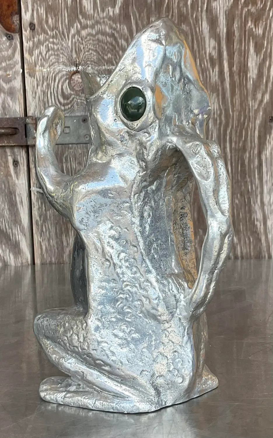 Vintage Boho Signed Arthur Court Frog Pitcher - Top view