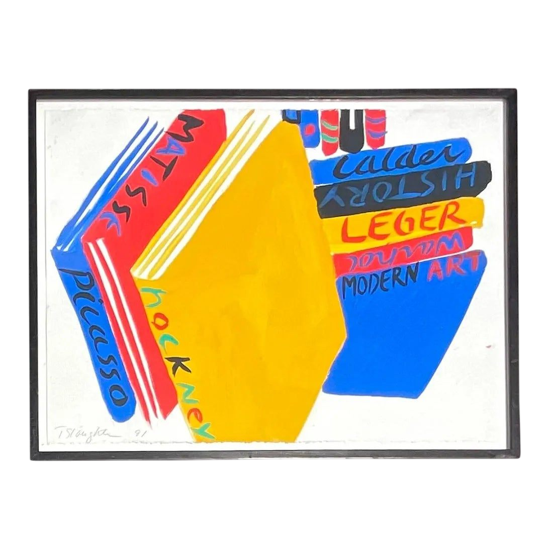 Vintage Boho Signed Books Acrylic on Paper