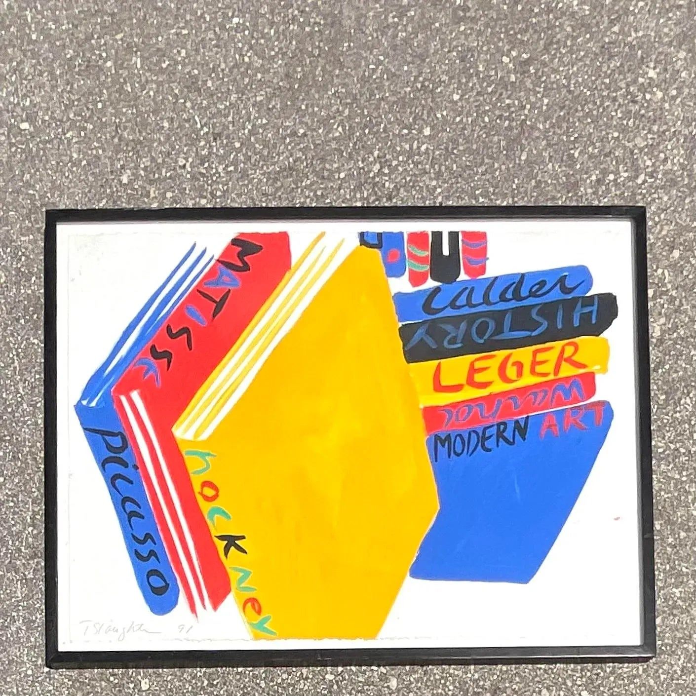 Vintage Boho Signed Books Acrylic on Paper - Side view