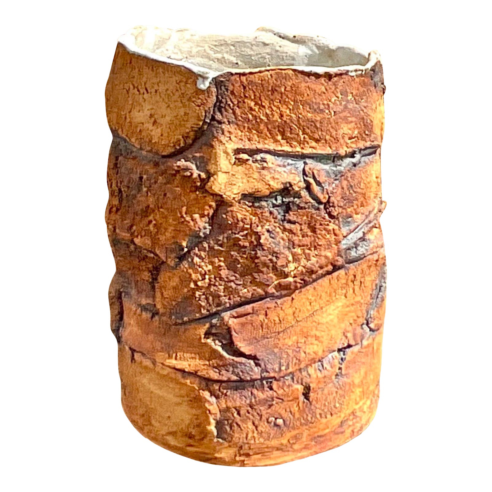 Vintage Boho Signed Handmade Pottery Vase - Detail view