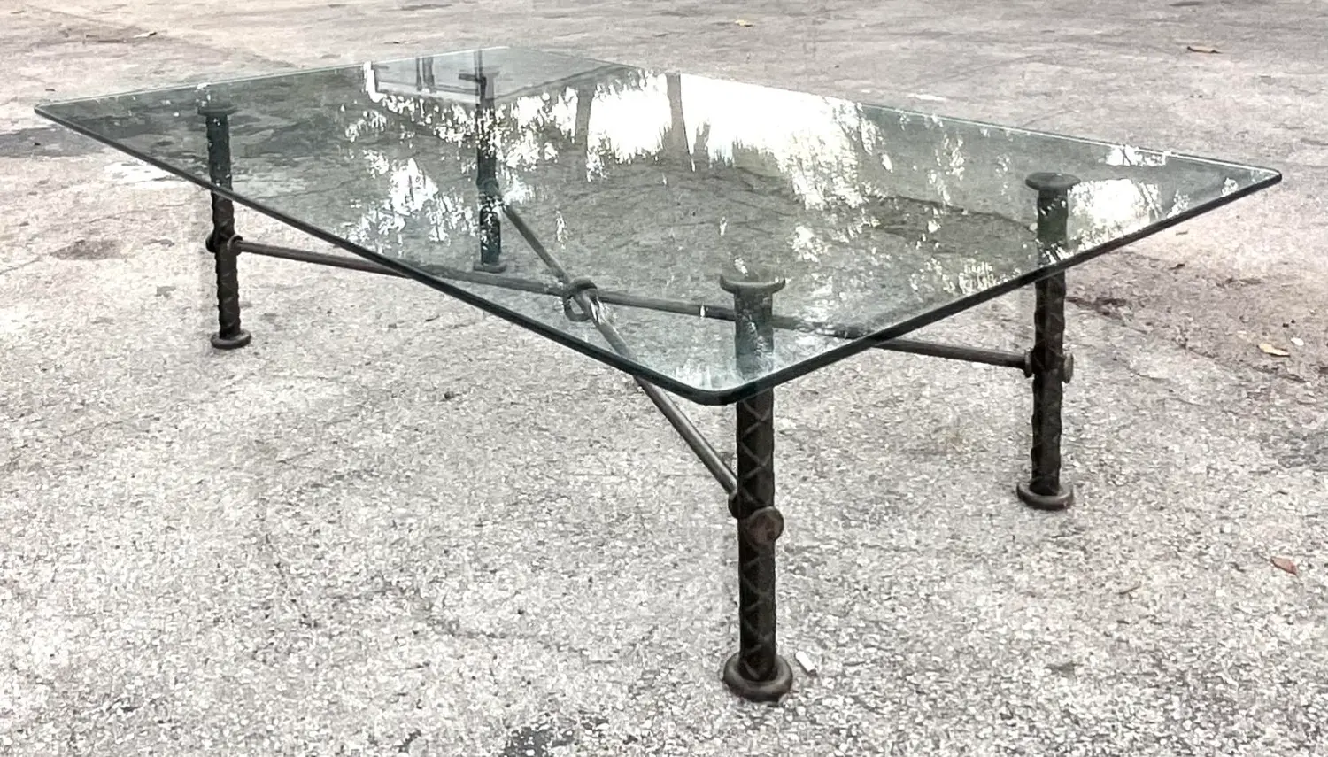 Vintage Boho Signed Ilana Goor Rebar Coffee Table - Side view
