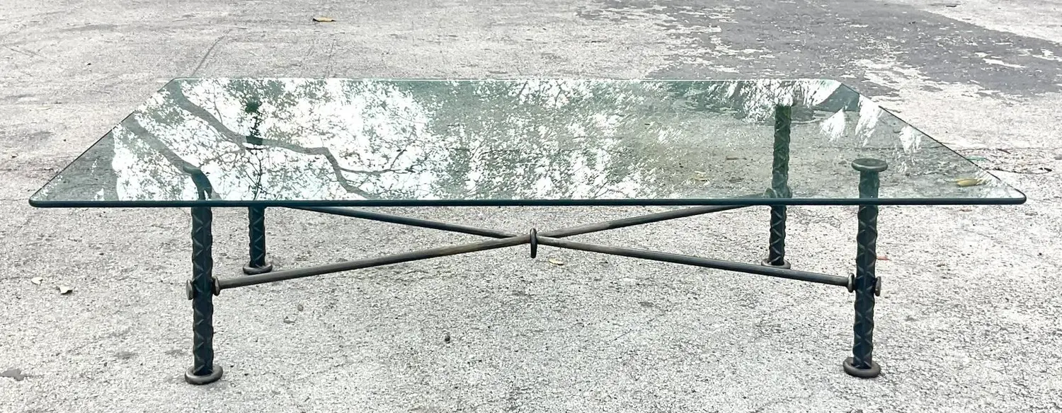 Vintage Boho Signed Ilana Goor Rebar Coffee Table - Back view