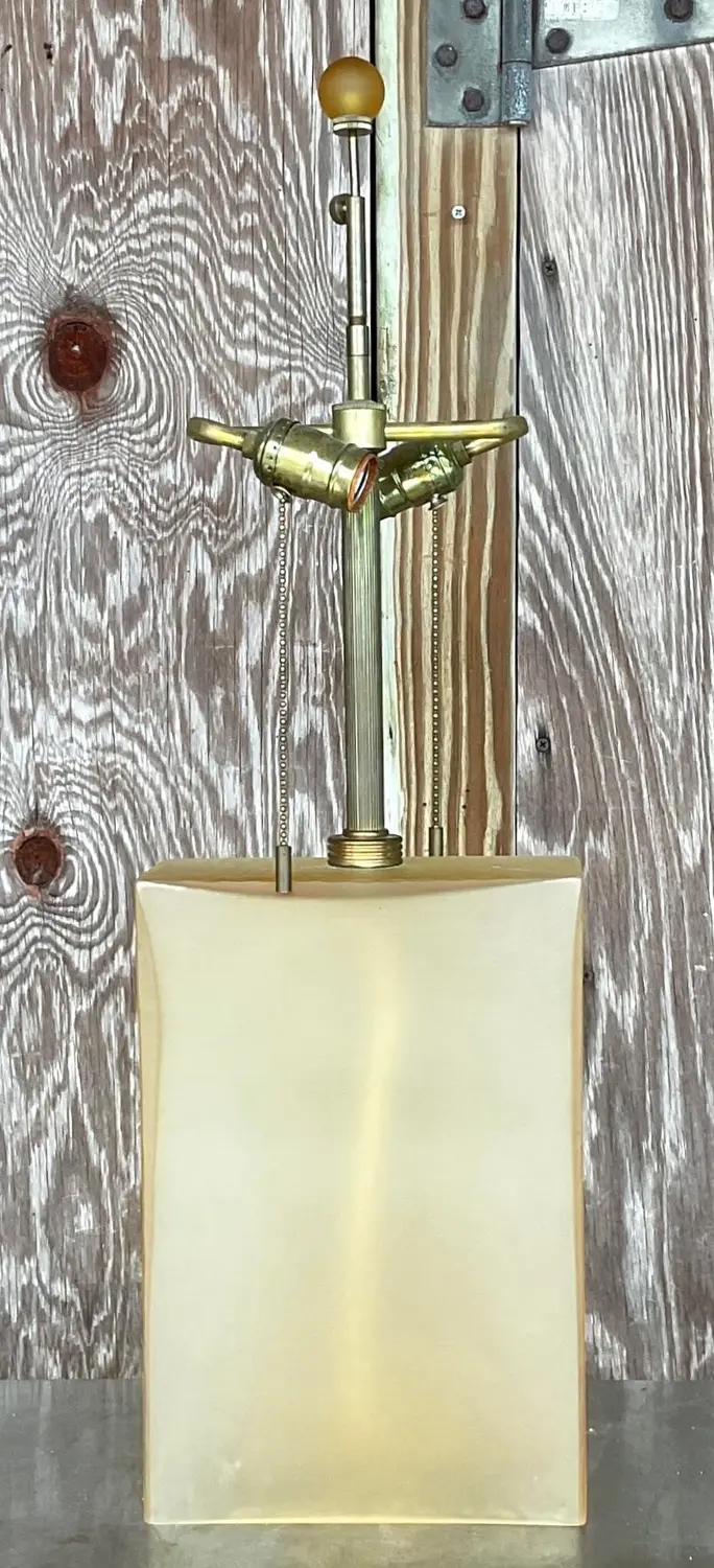 Vintage Boho Signed John Hutton for Donghia Glass Lamp - Detail view