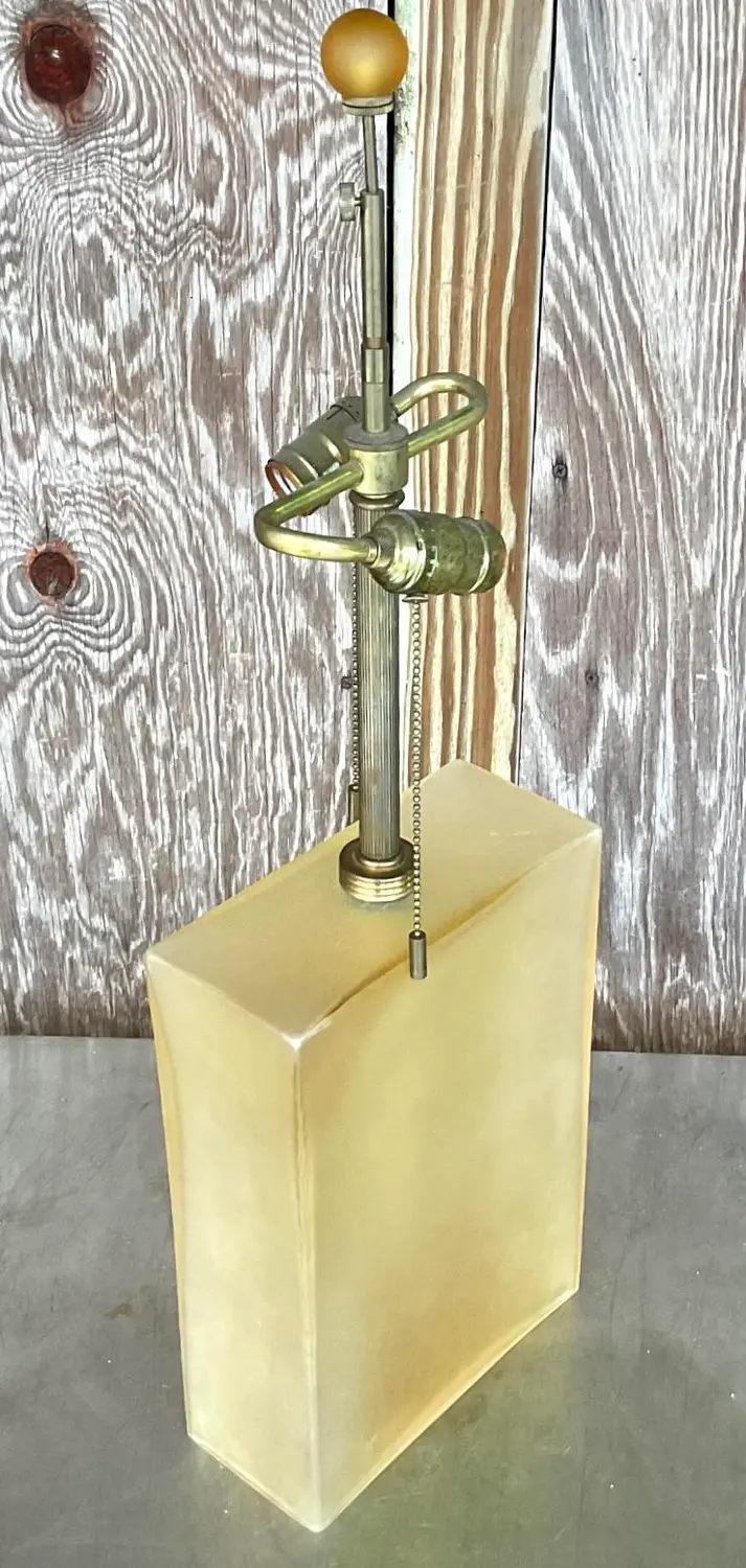 Vintage Boho Signed John Hutton for Donghia Glass Lamp - Side view