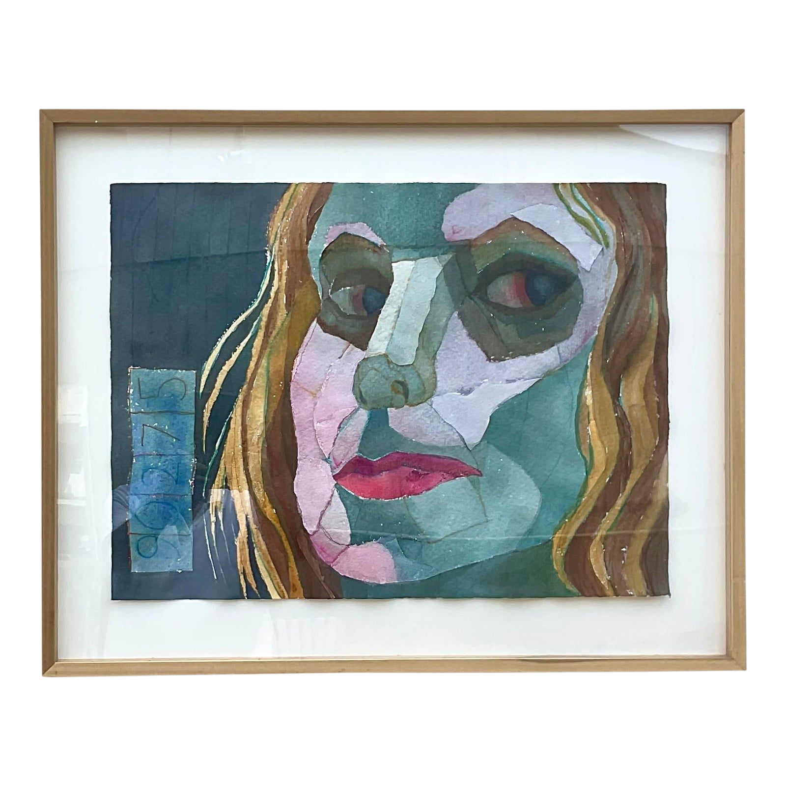 Vintage Boho Signed Original Mixed Media Painting
