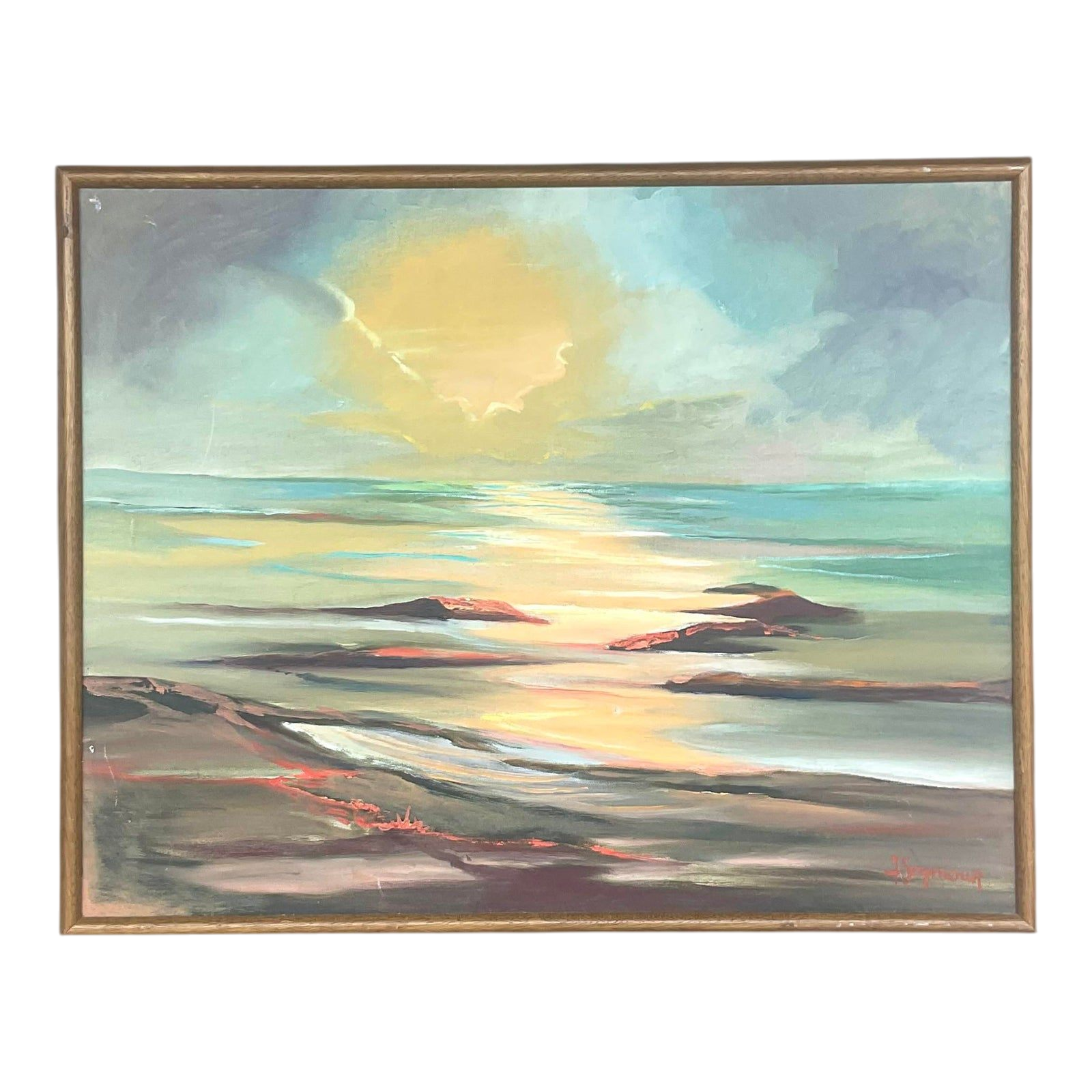 Vintage Boho Signed Original Oil Landscape on Canvas